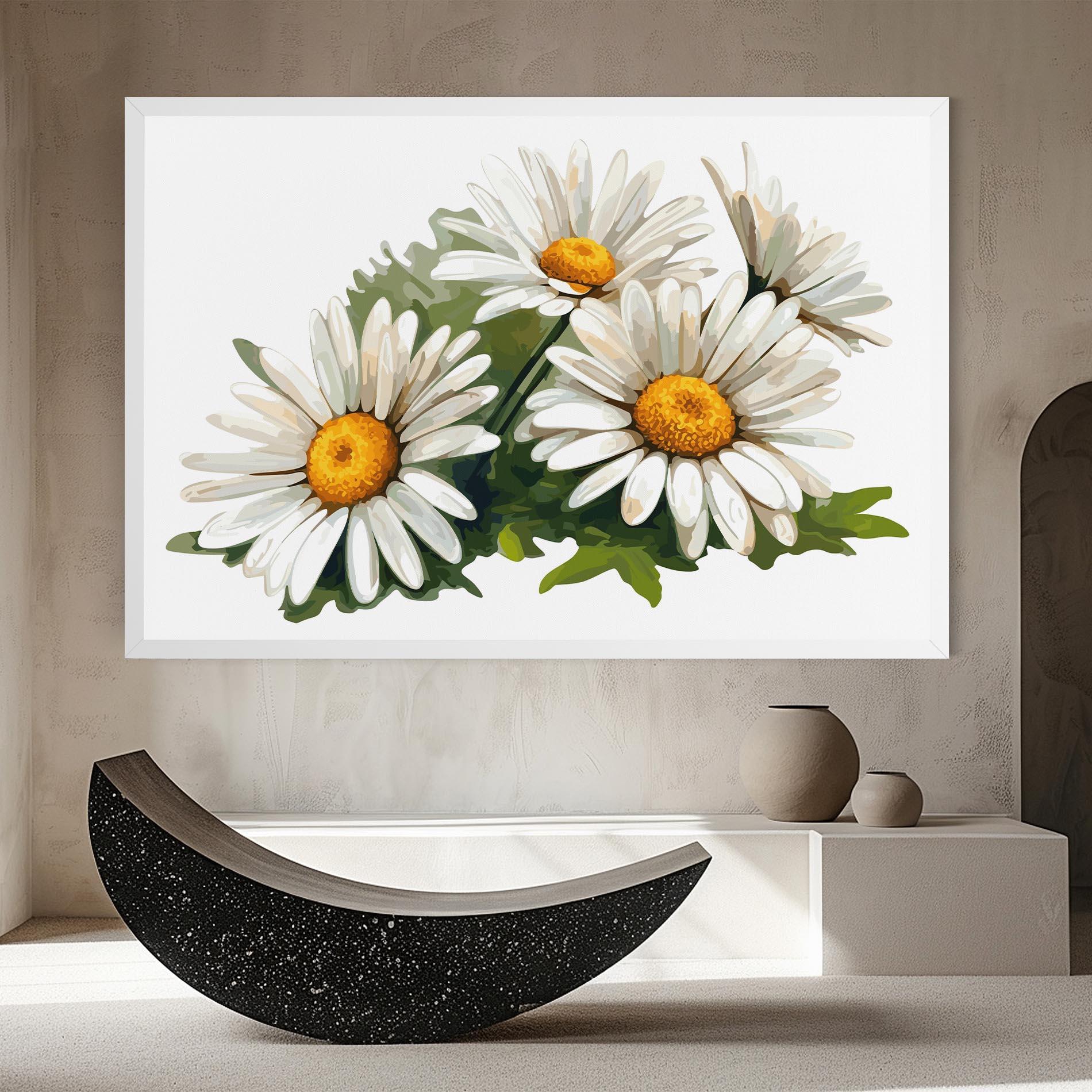 Leinwandbild Grey White Daisy mockup 8
