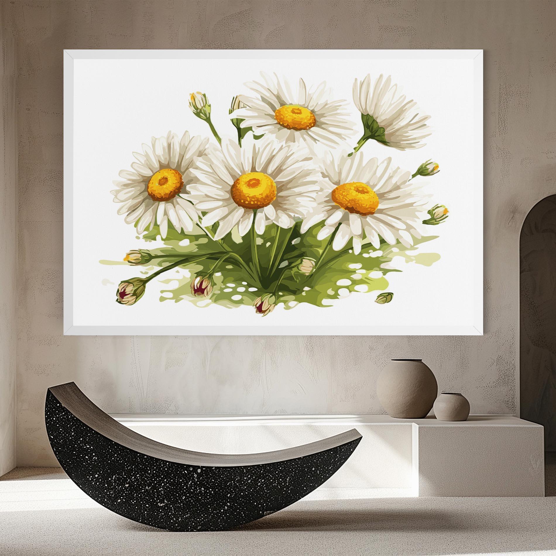 Leinwandbild White Grey Daisy mockup 8