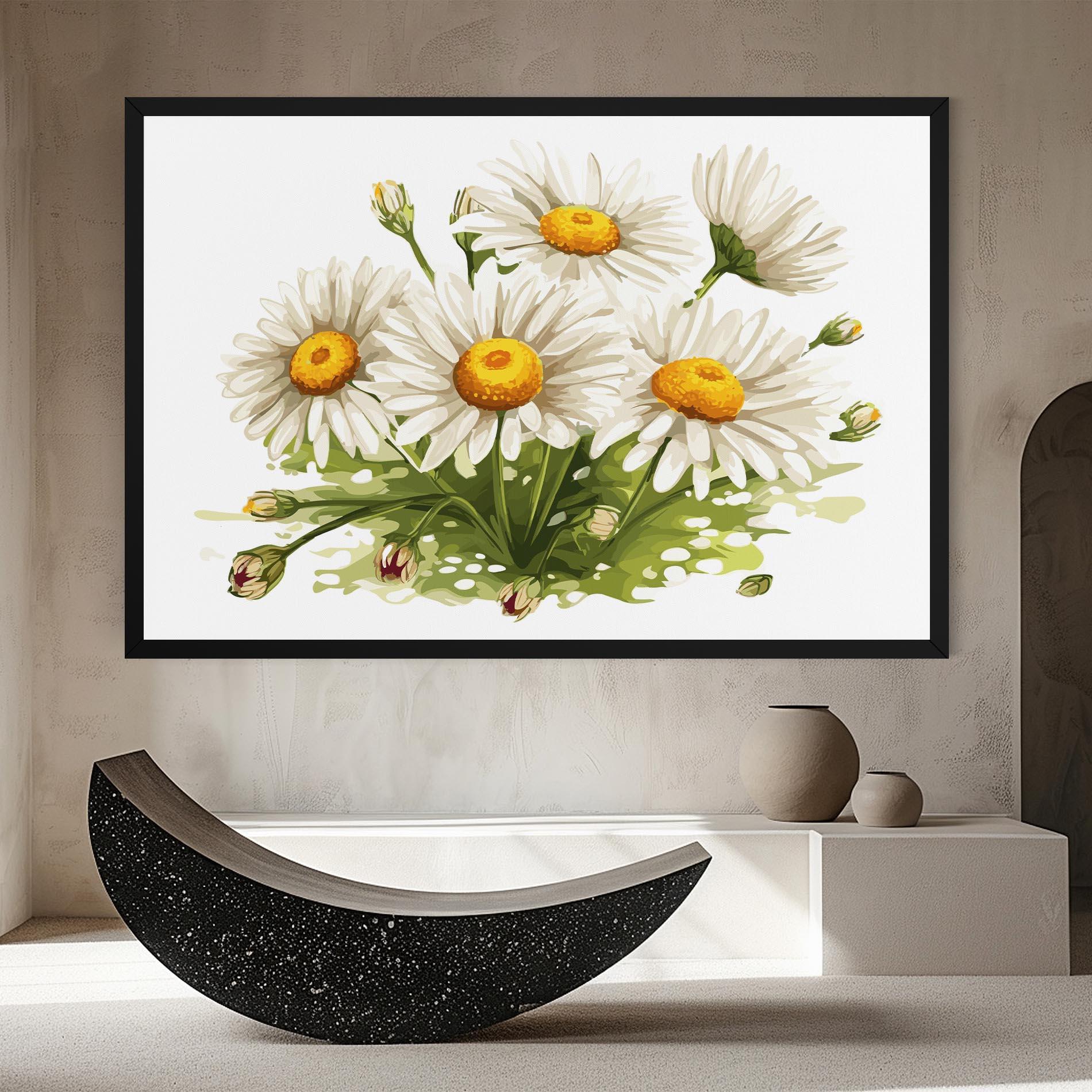 Leinwandbild White Grey Daisy mockup 8