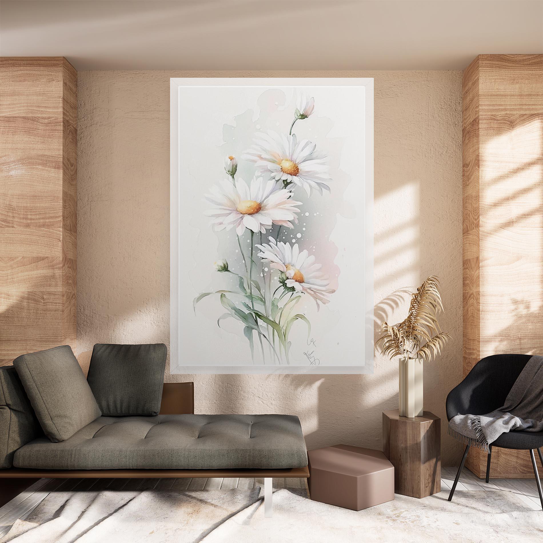 Leinwandbild Dreamy White Daisy mockup 8