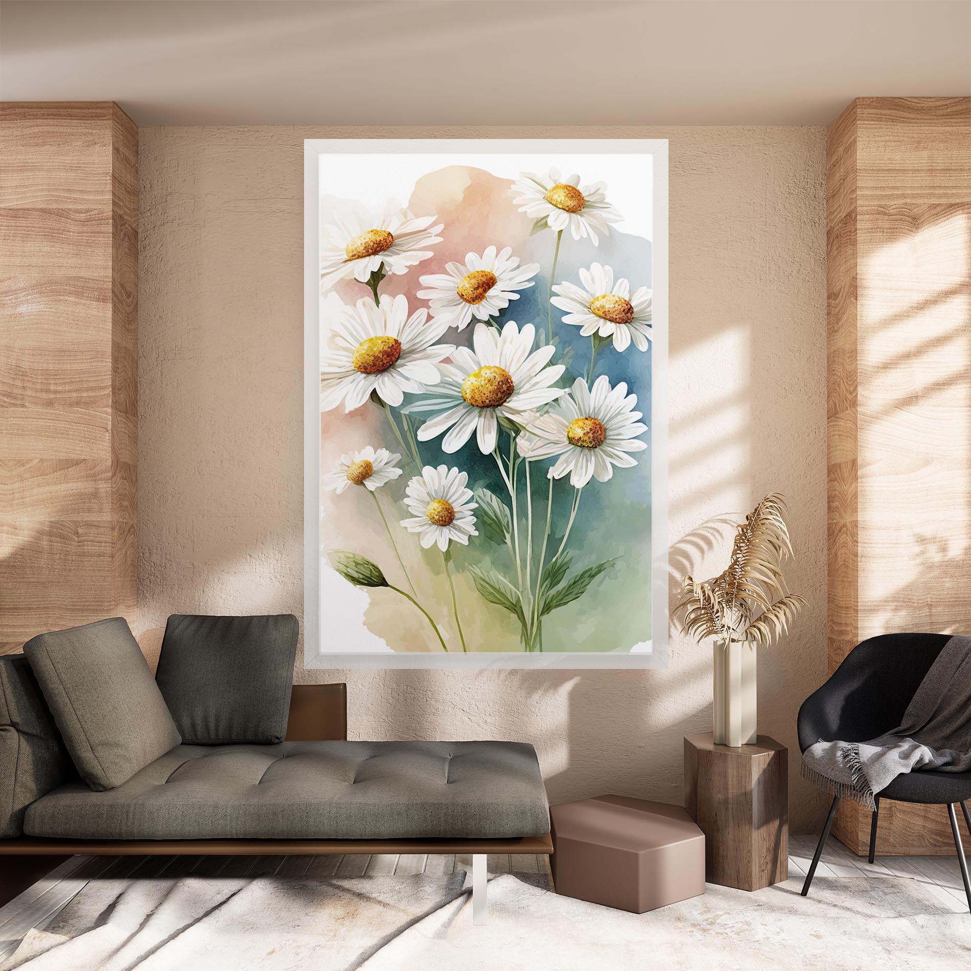 Leinwandbild White Daisy Art mockup 8