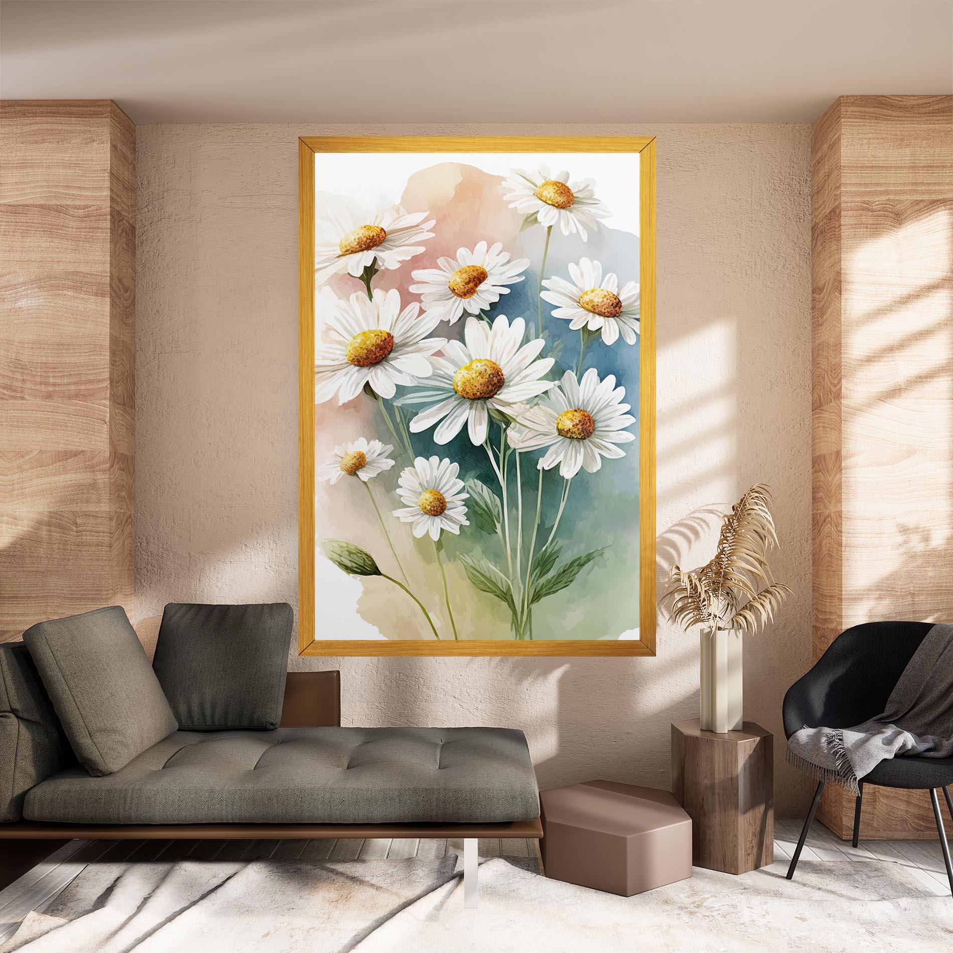 Leinwandbild White Daisy Art mockup 8