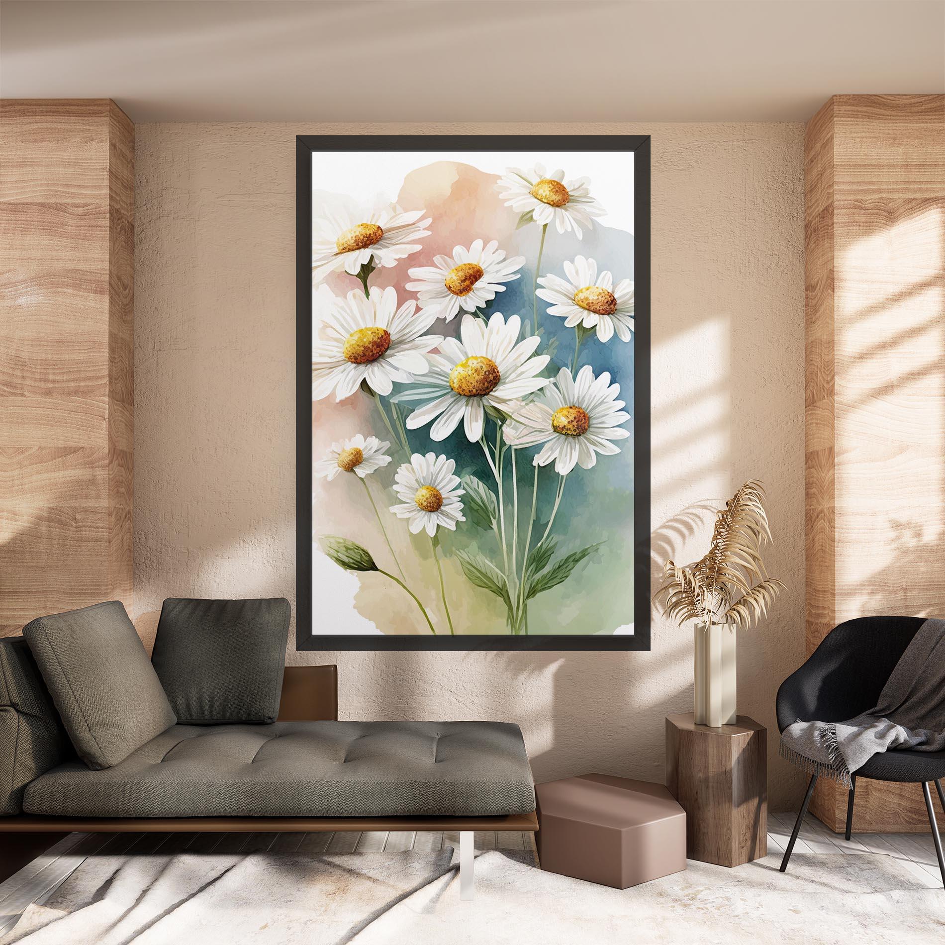 Leinwandbild White Daisy Art mockup 8