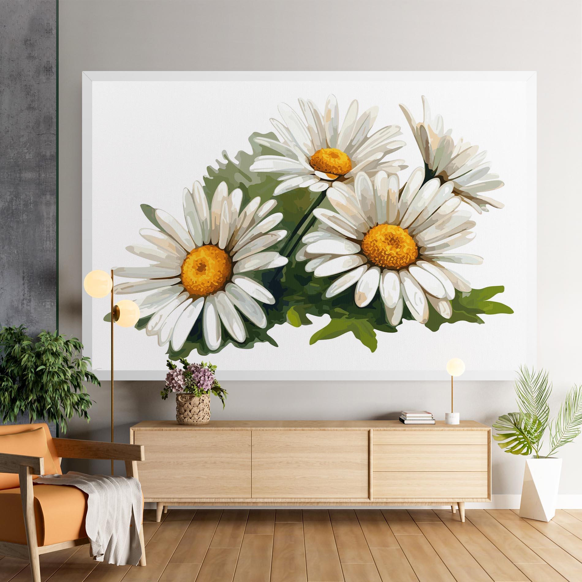 Leinwandbild Grey White Daisy mockup 9