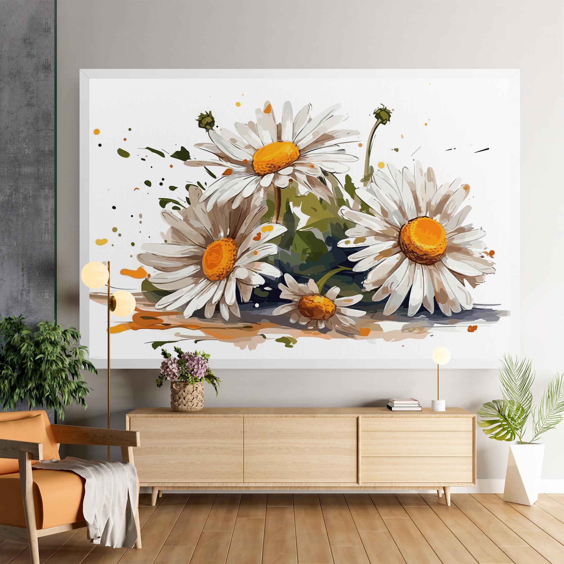 Leinwandbild White Beautiful Daisy mockup 9