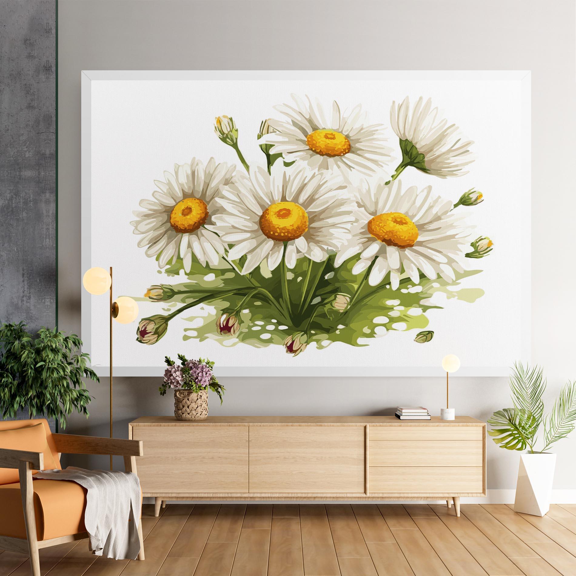 Leinwandbild White Grey Daisy mockup 9