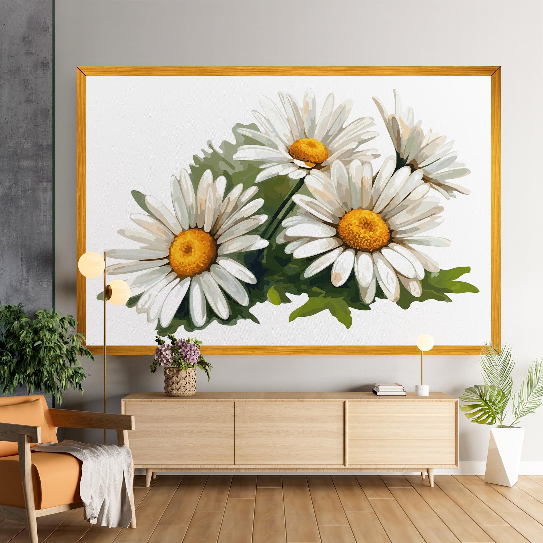 Leinwandbild Grey White Daisy mockup 9