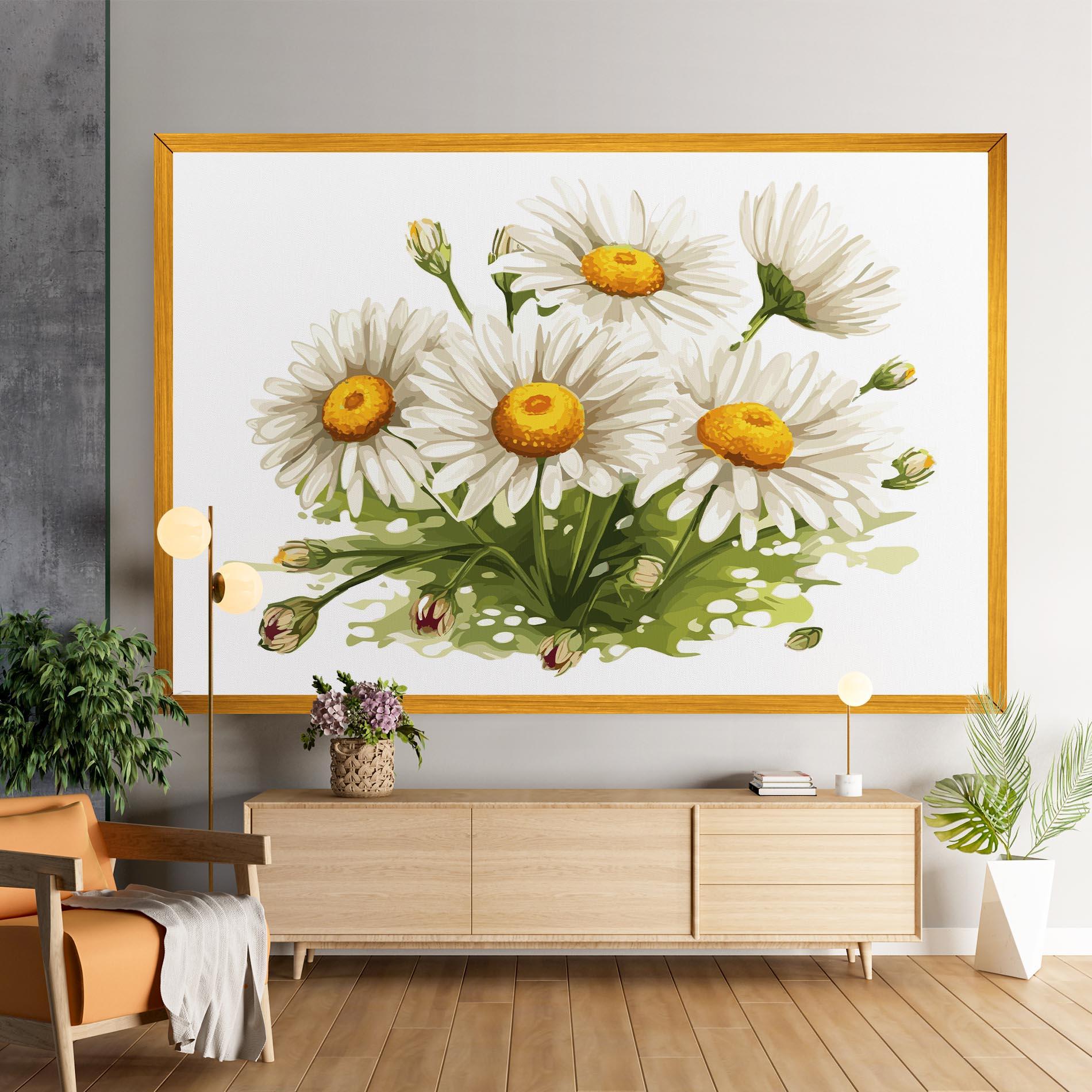 Leinwandbild White Grey Daisy mockup 9