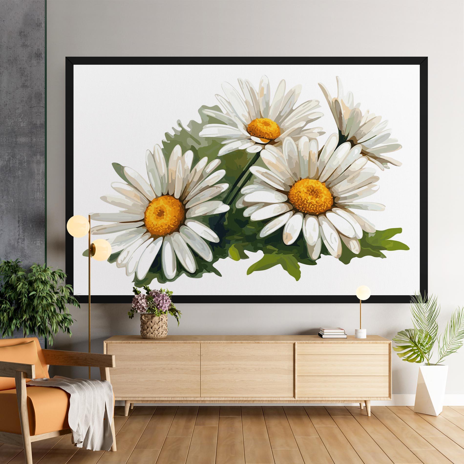 Leinwandbild Grey White Daisy mockup 9