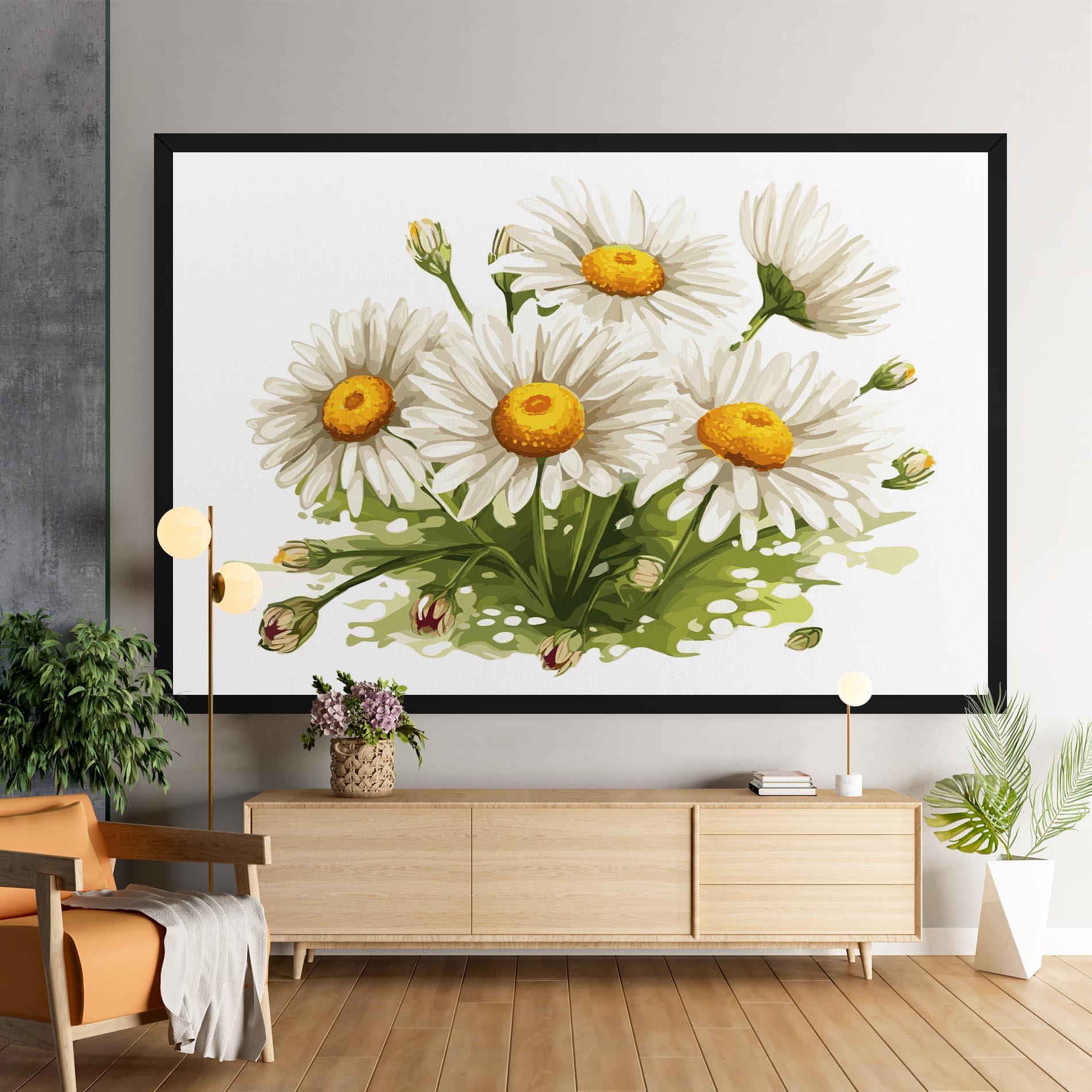 Leinwandbild White Grey Daisy mockup 9