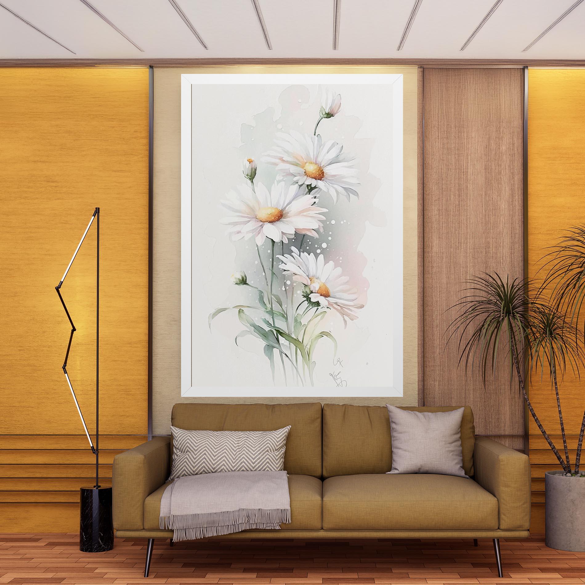 Leinwandbild Dreamy White Daisy mockup 9