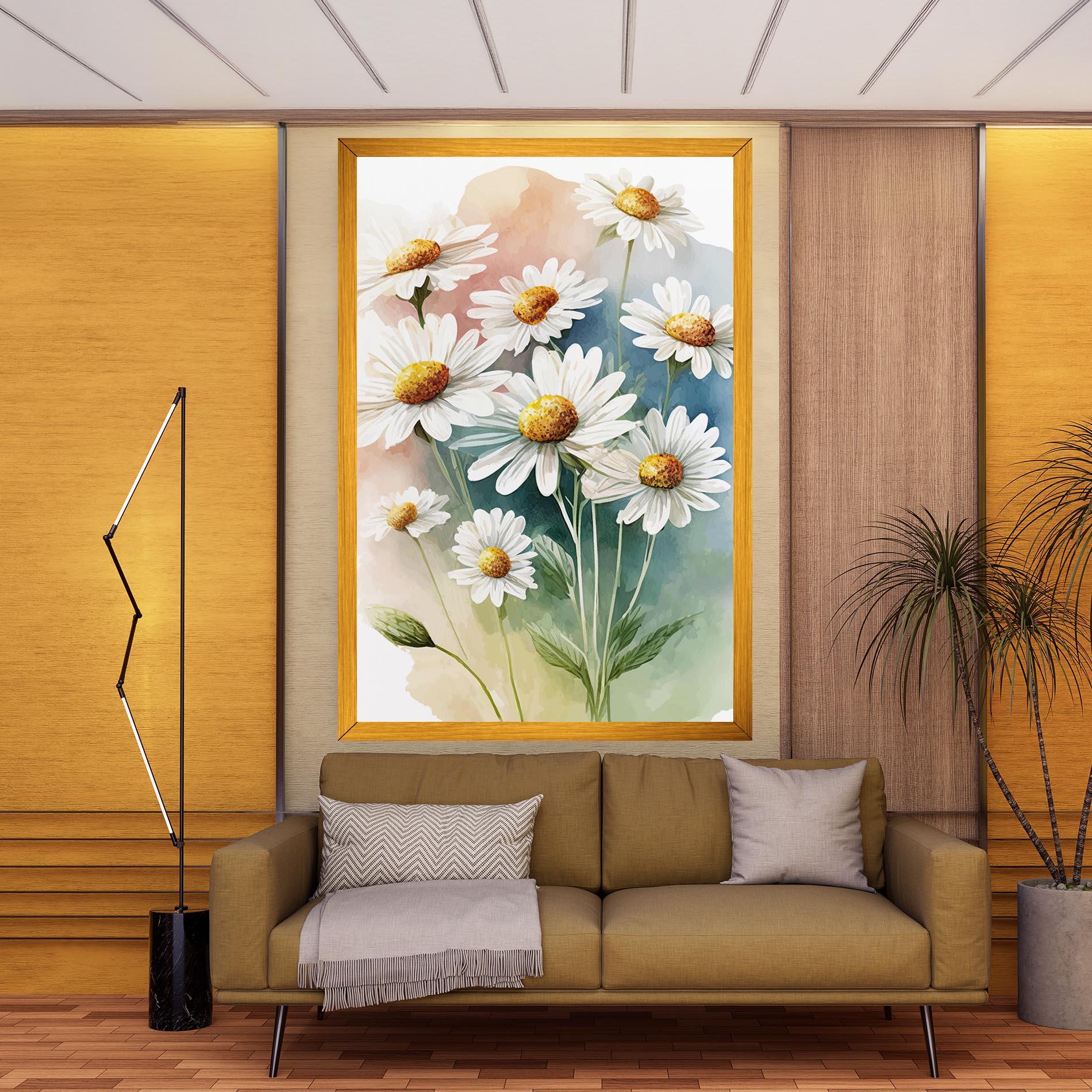Leinwandbild White Daisy Art mockup 9