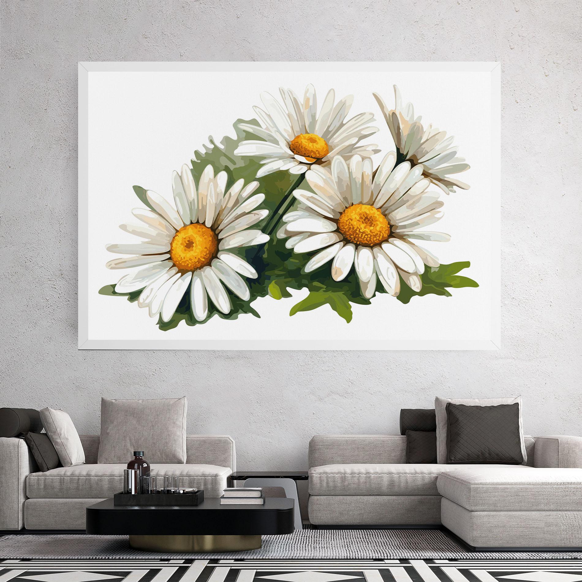 Leinwandbild Grey White Daisy mockup 2