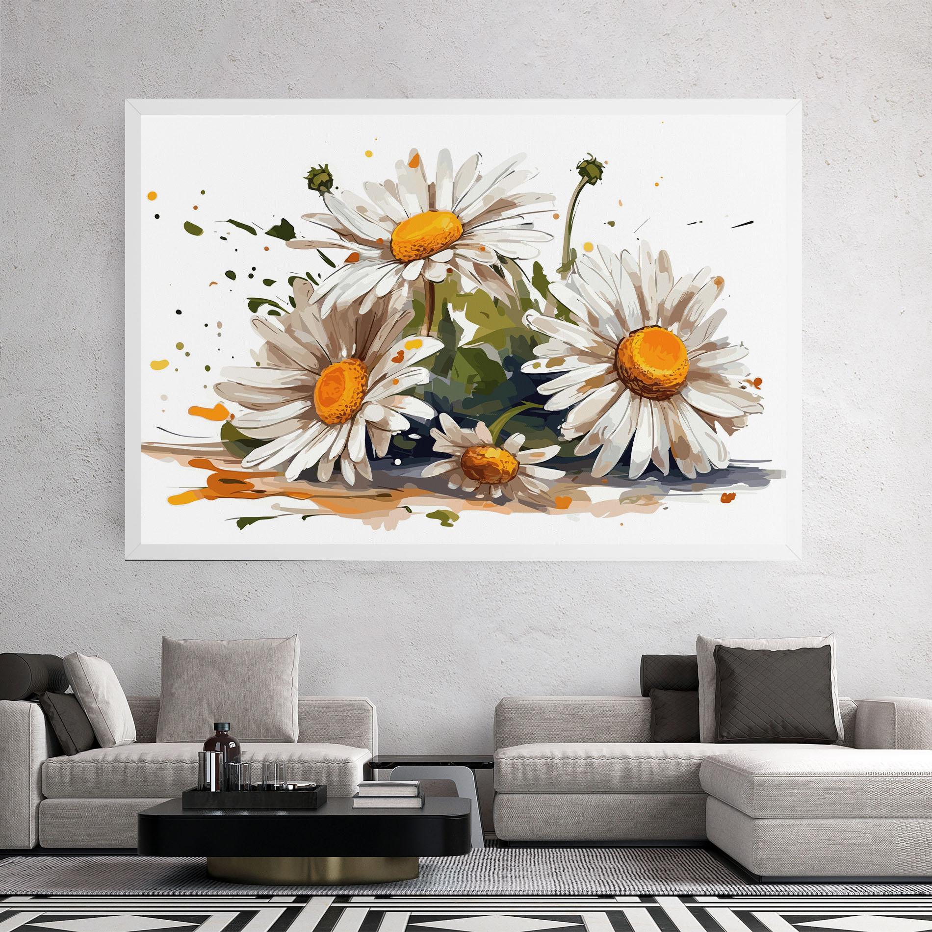Leinwandbild White Beautiful Daisy mockup 2