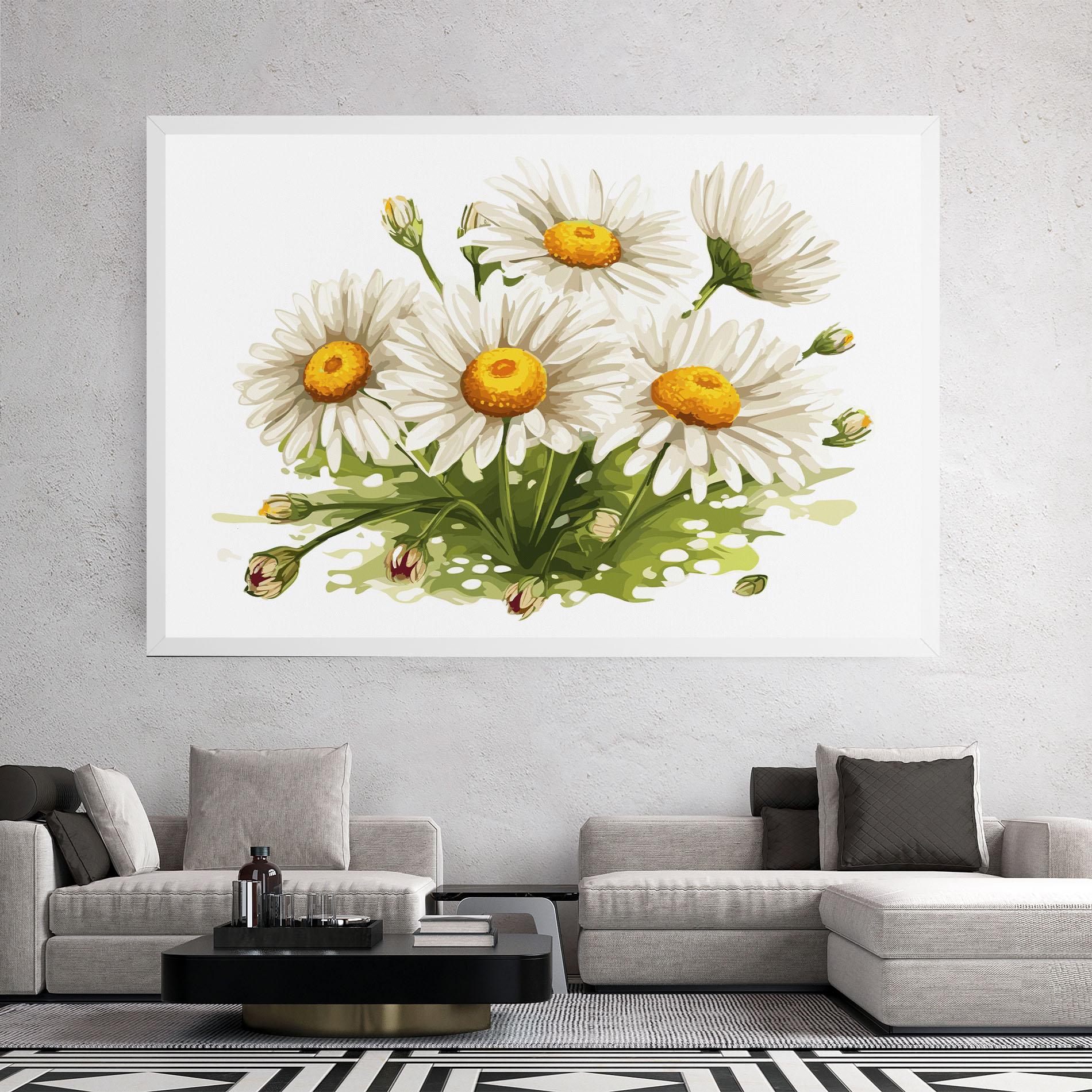 Leinwandbild White Grey Daisy mockup 2