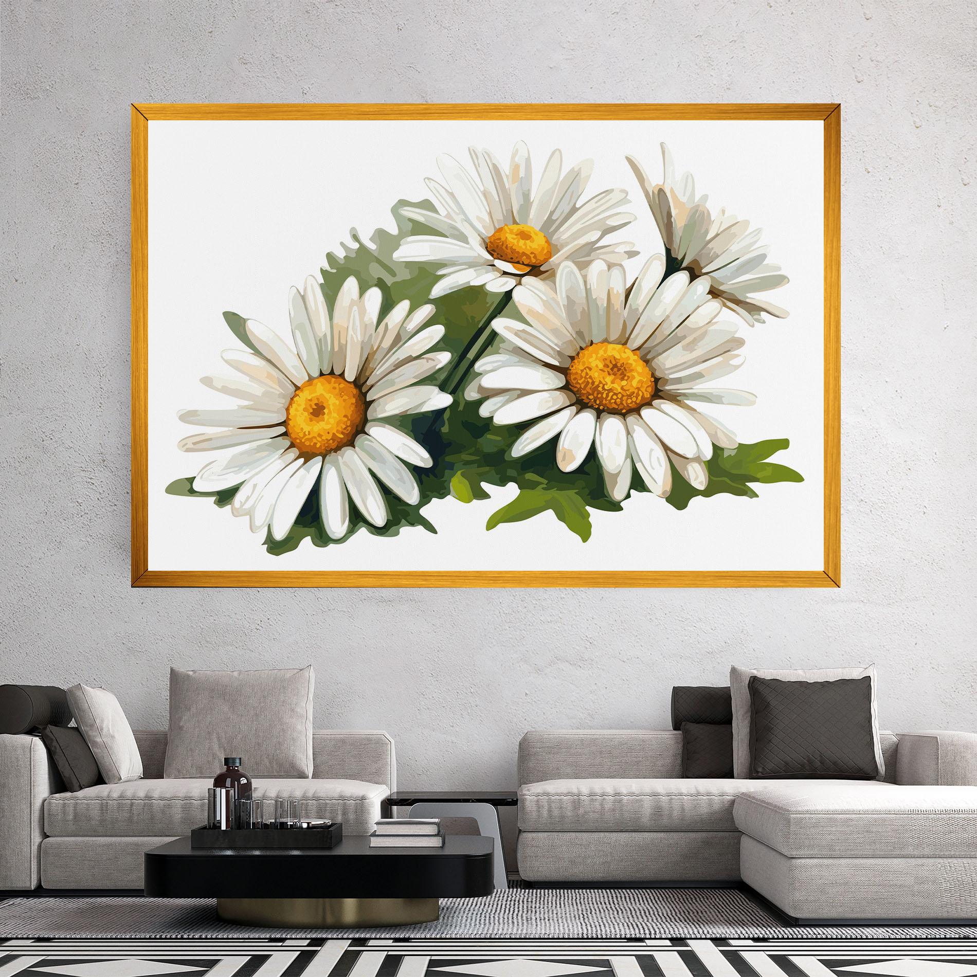Leinwandbild Grey White Daisy mockup 2