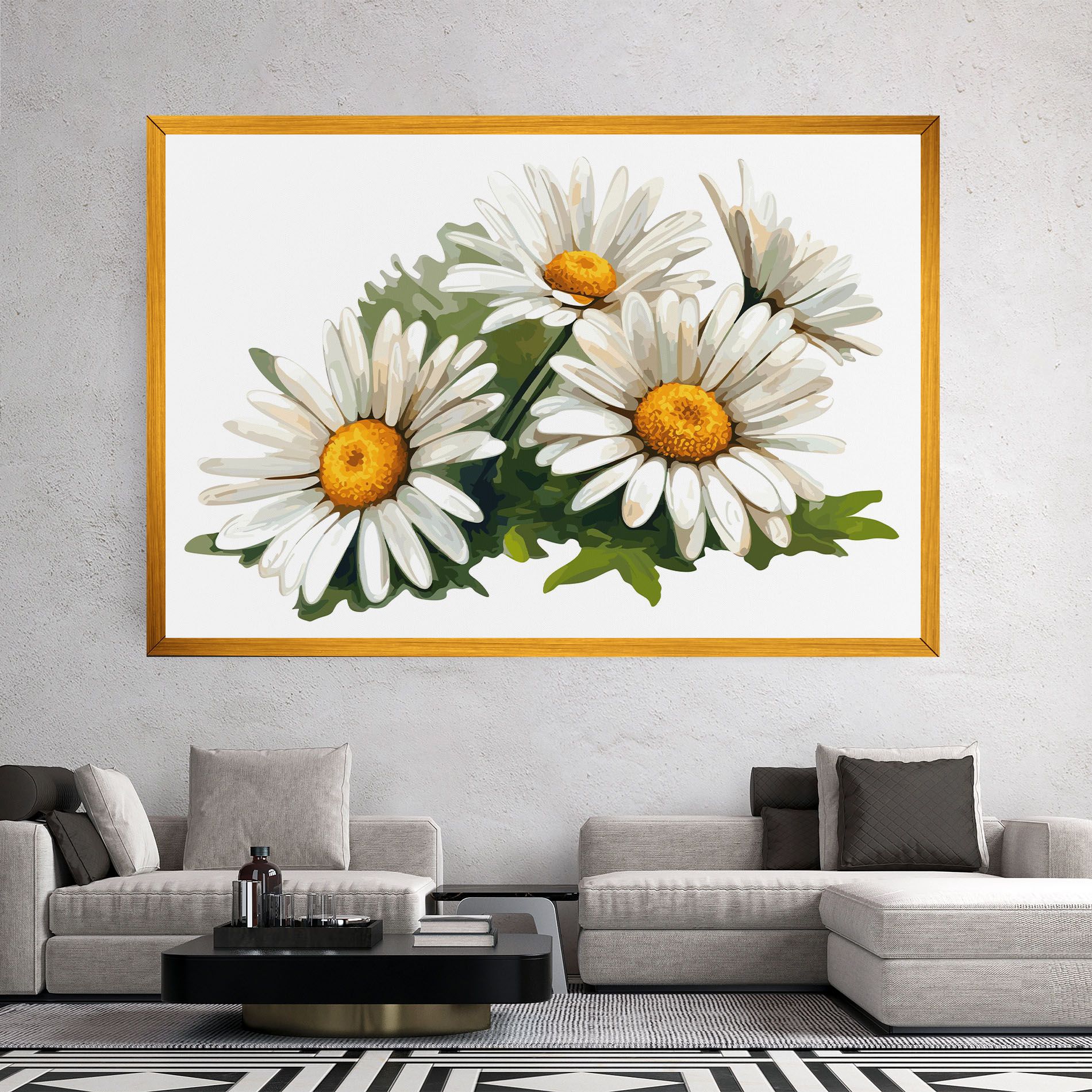 Grey White Daisy mockup 2