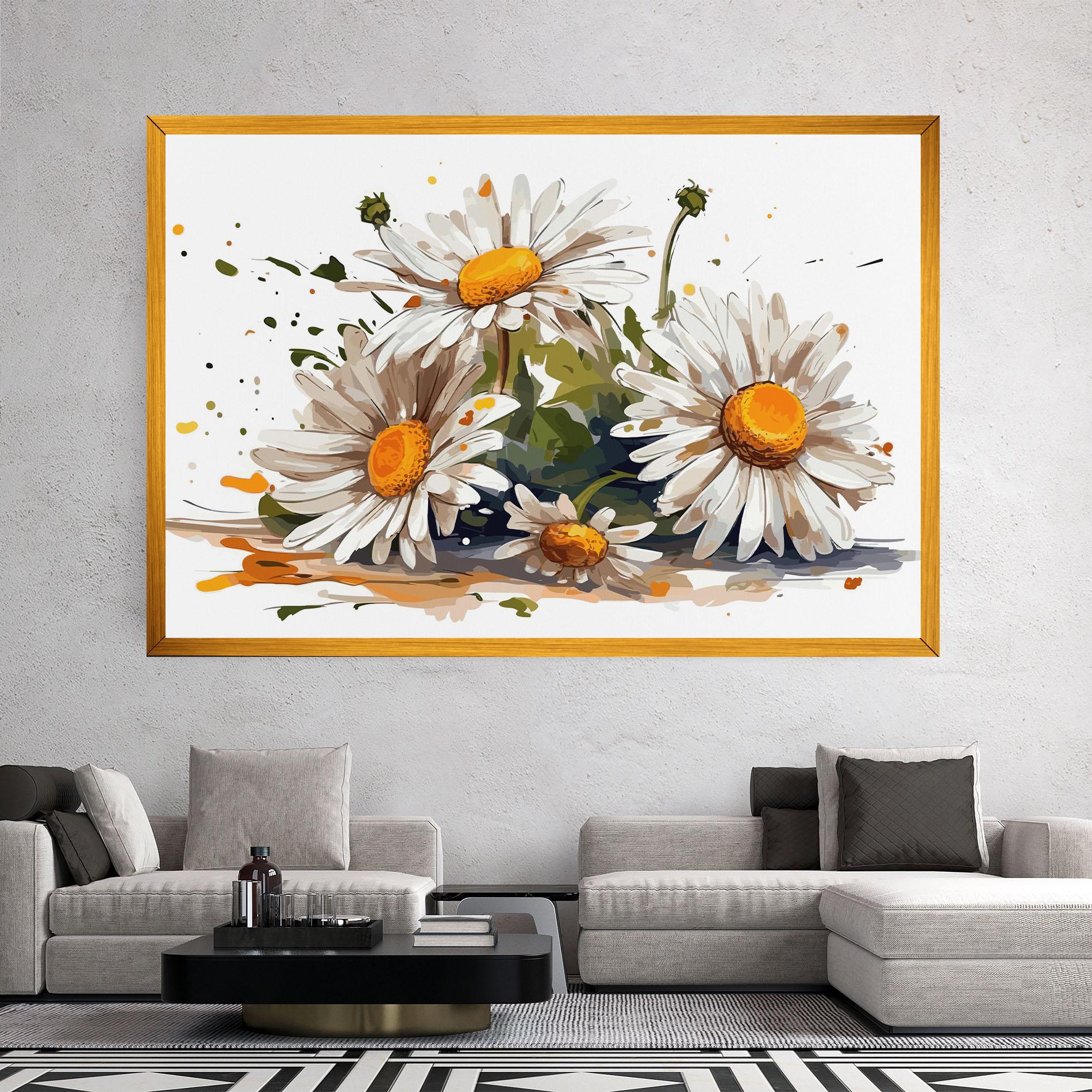 Leinwandbild White Beautiful Daisy mockup 2
