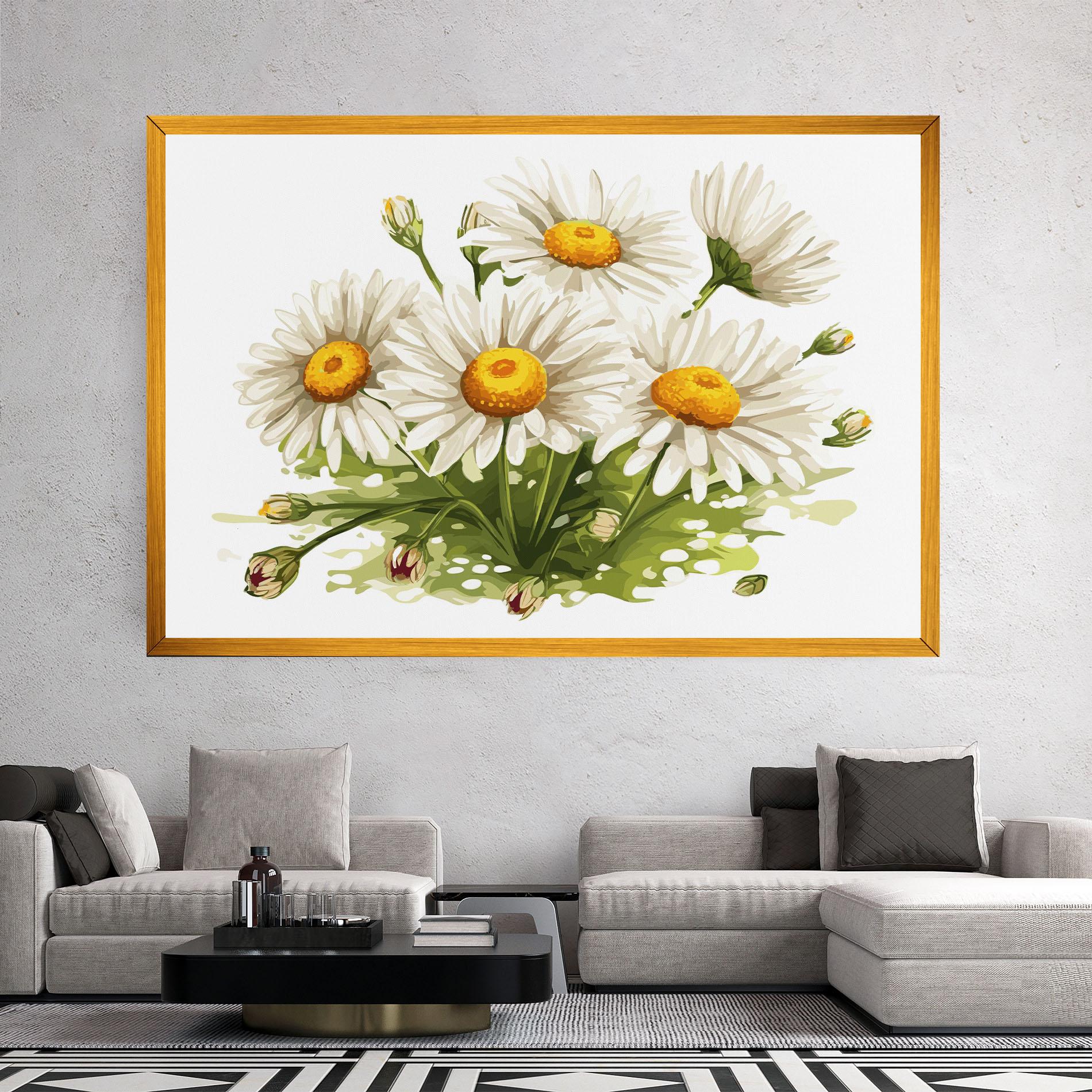 Leinwandbild White Grey Daisy mockup 2