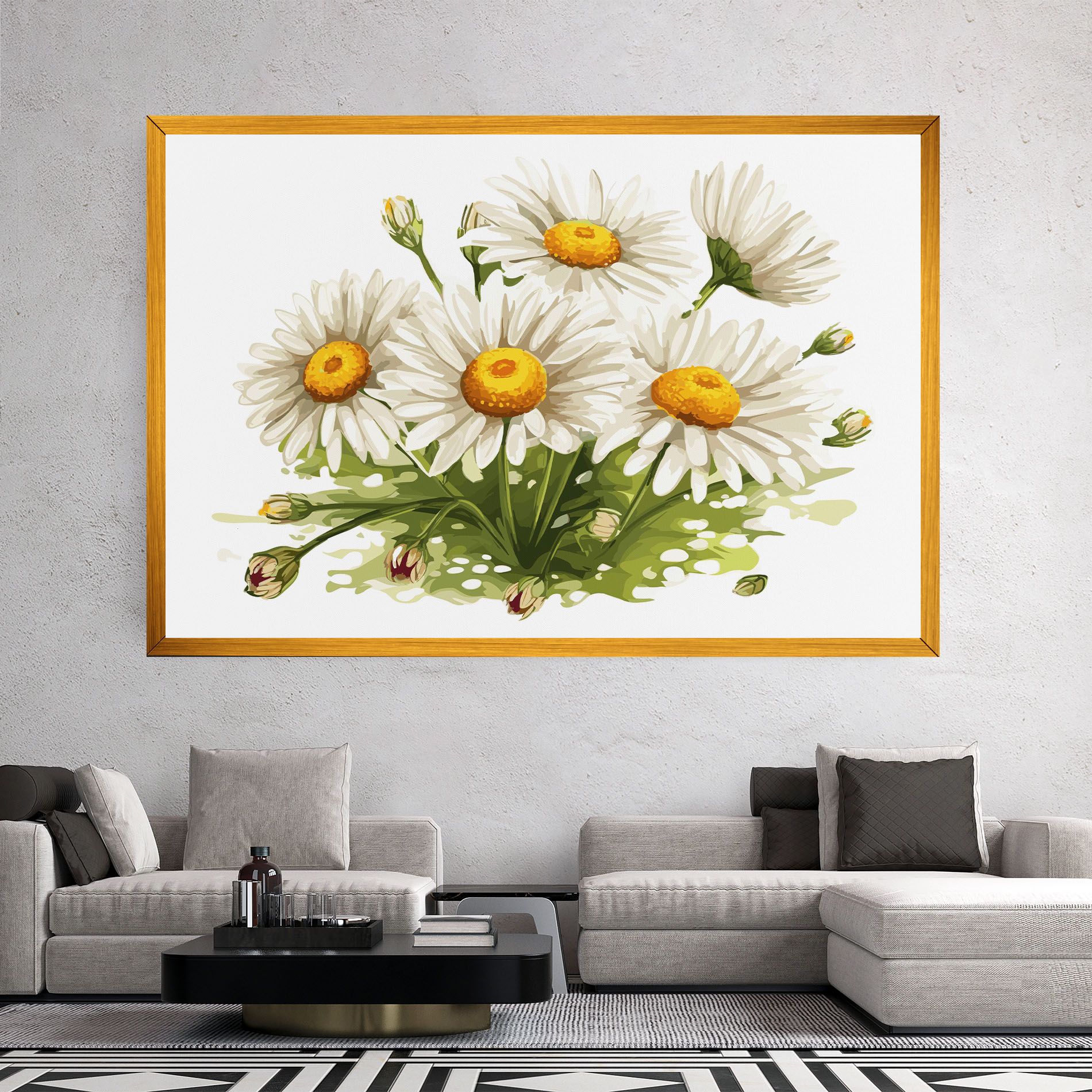 White Grey Daisy mockup 2