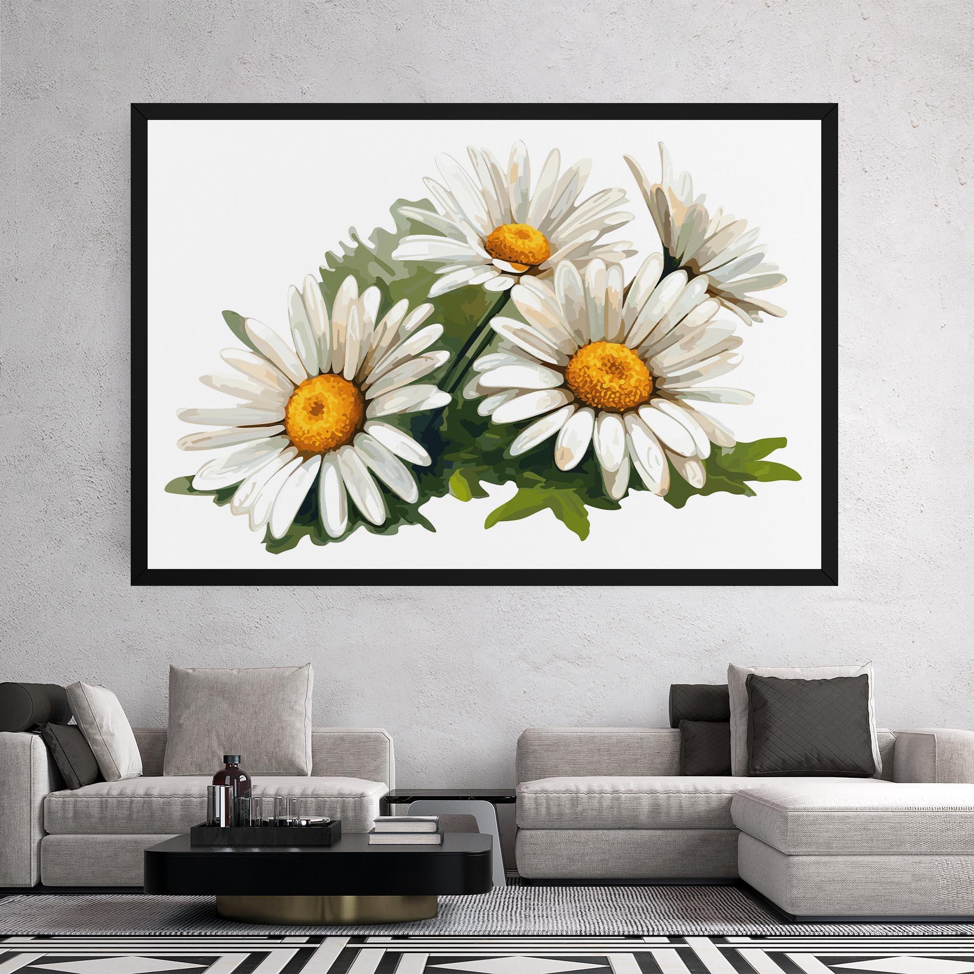 Leinwandbild Grey White Daisy mockup 2