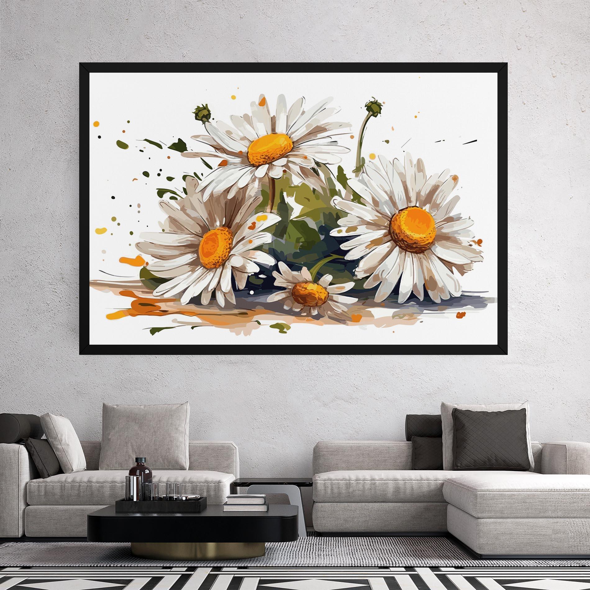 Leinwandbild White Beautiful Daisy mockup 2