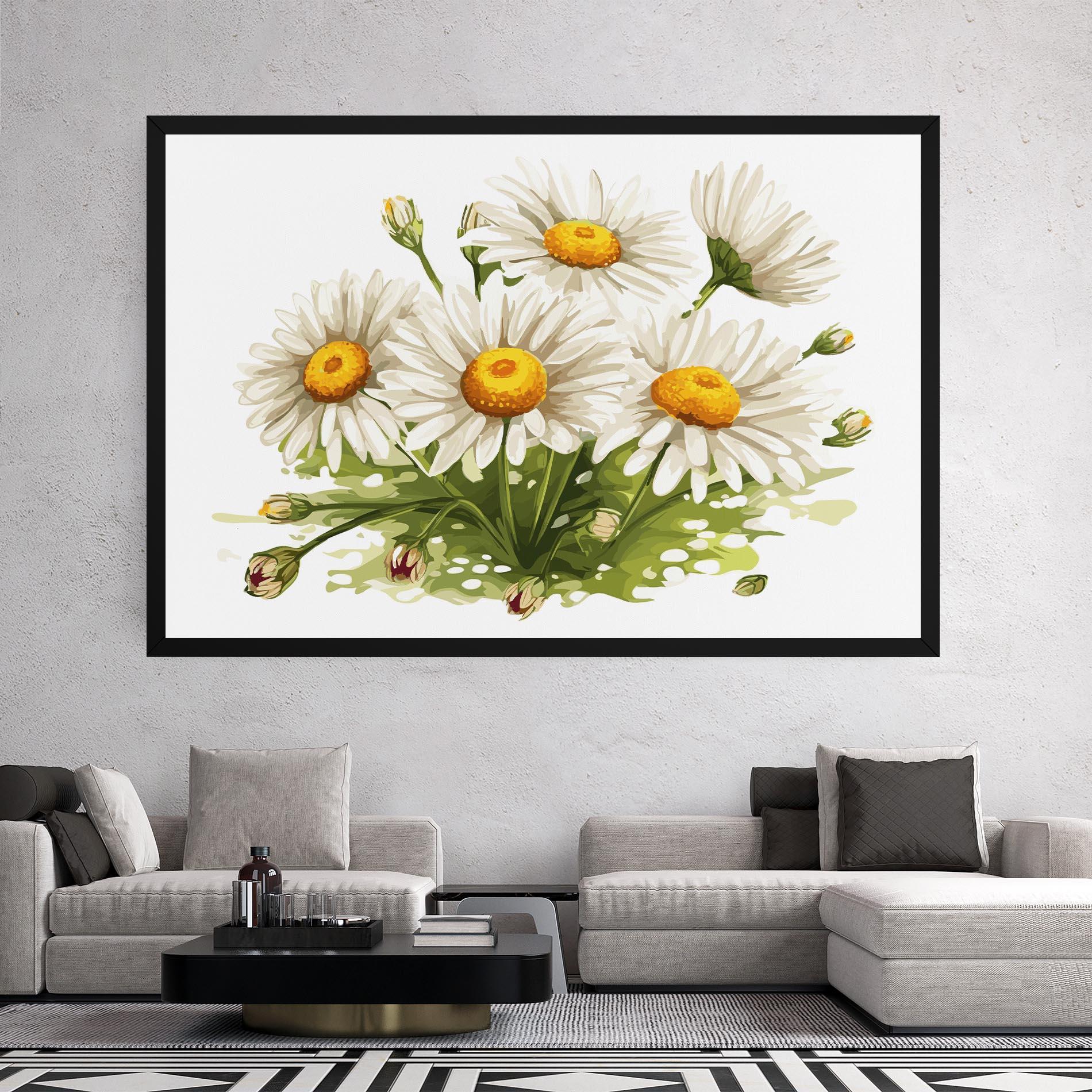 Leinwandbild White Grey Daisy mockup 2