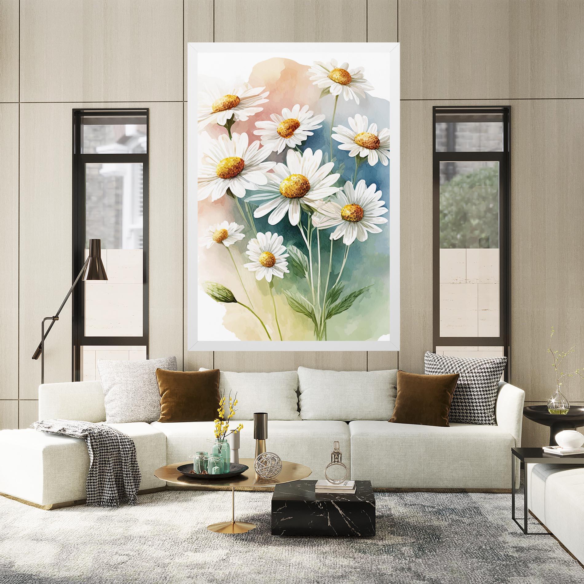 Leinwandbild White Daisy Art mockup 2