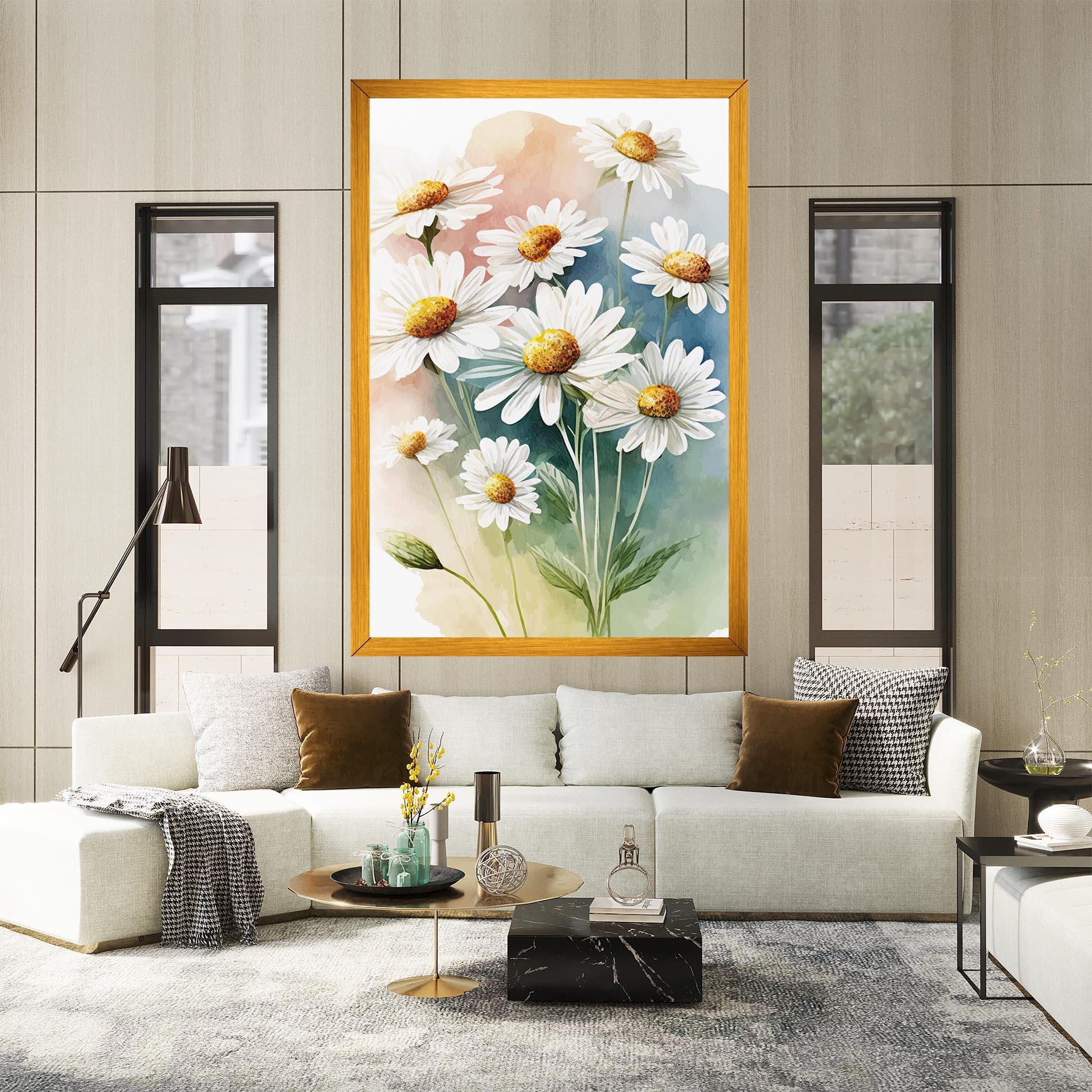 Leinwandbild White Daisy Art mockup 2