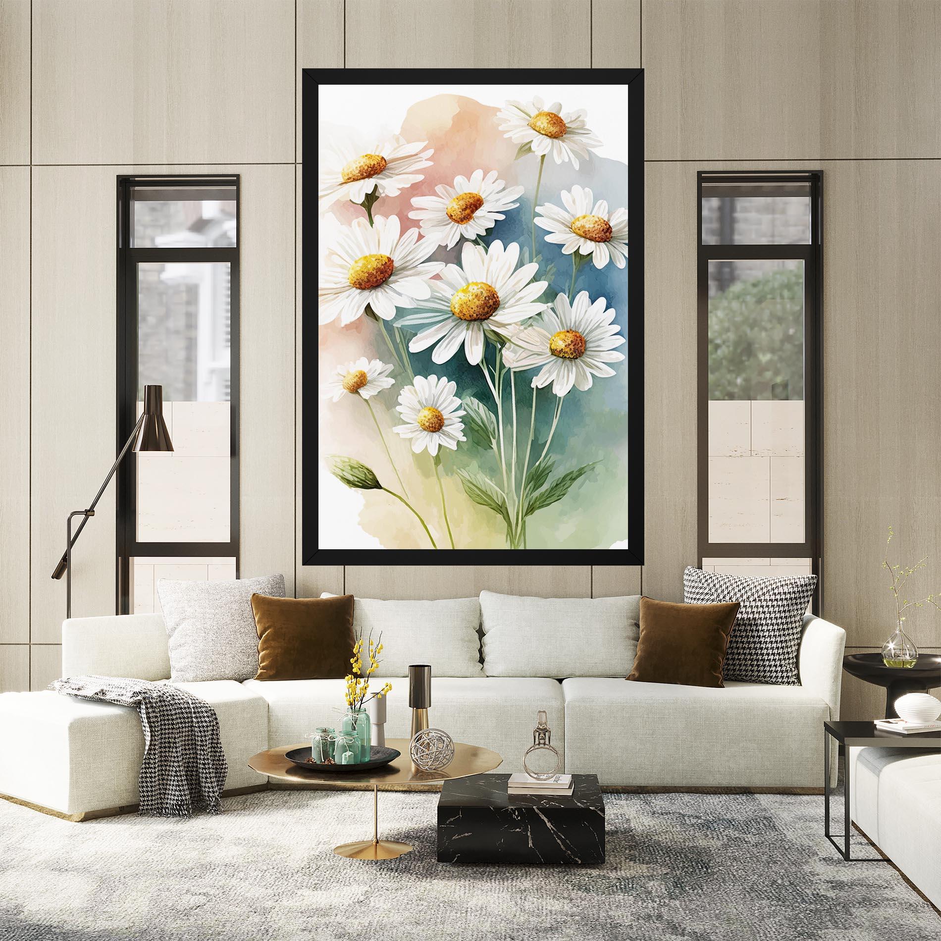 Leinwandbild White Daisy Art mockup 2