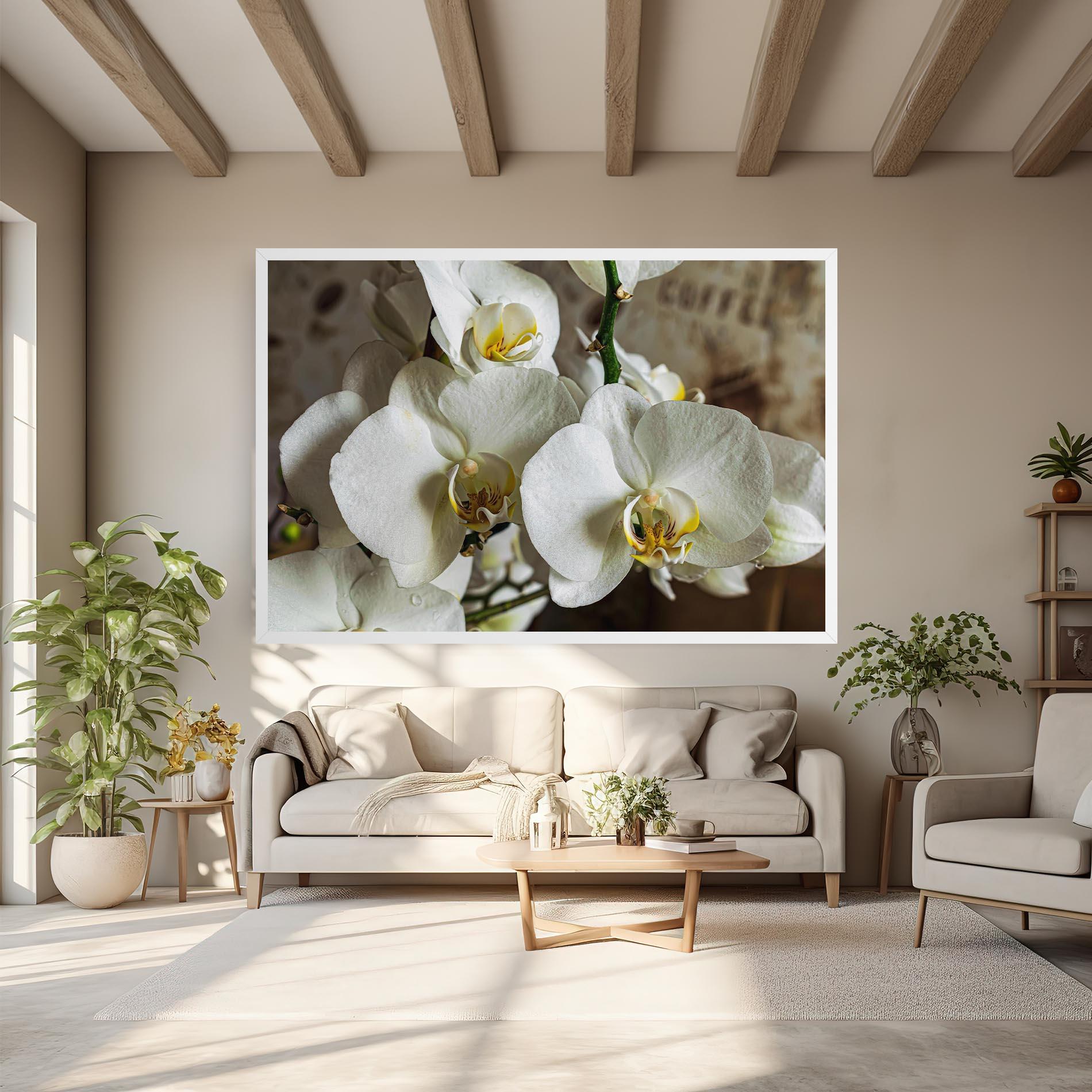 Leinwandbild Beautiful White Orchids mockup 6