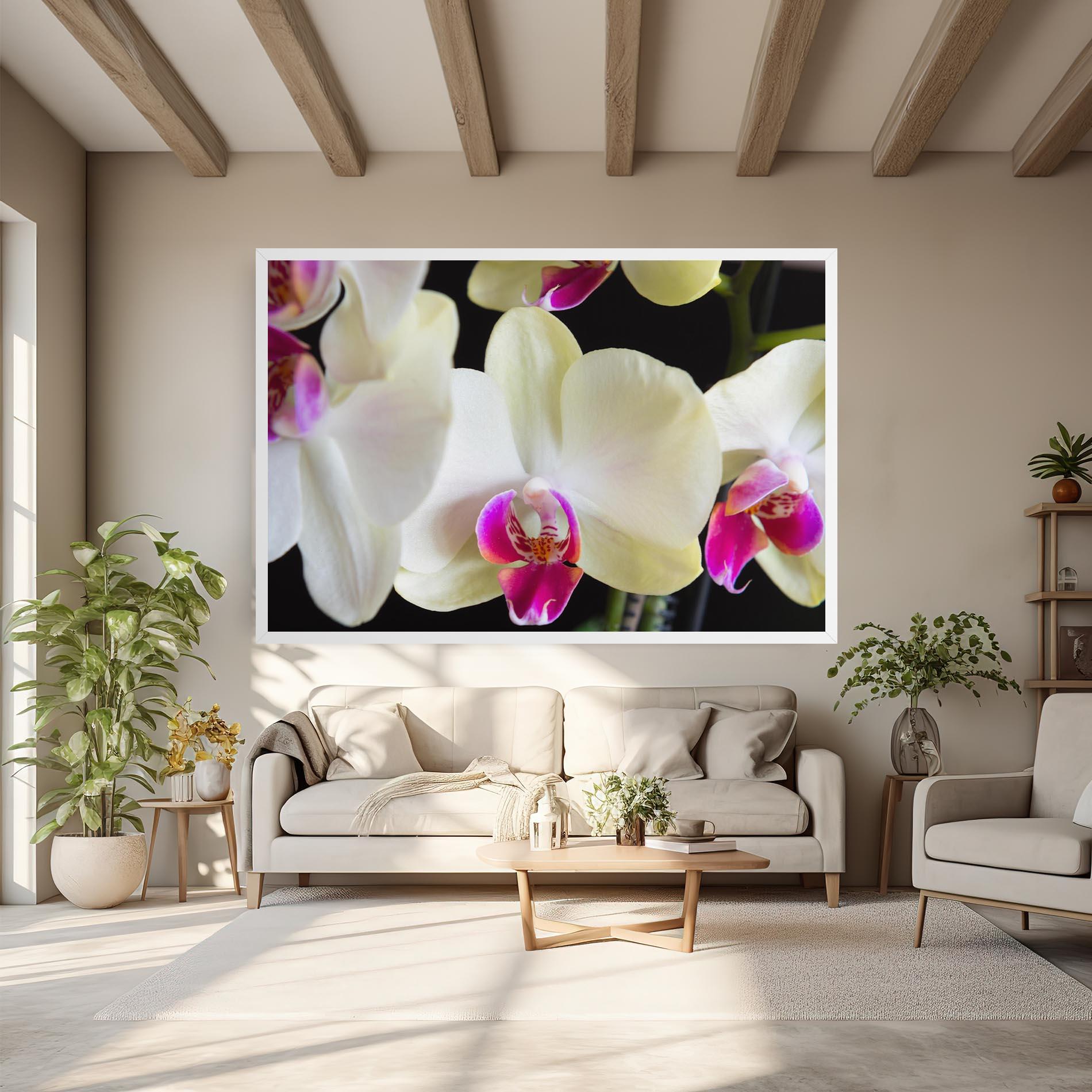 Leinwandbild Cream Purple Orchids mockup 6