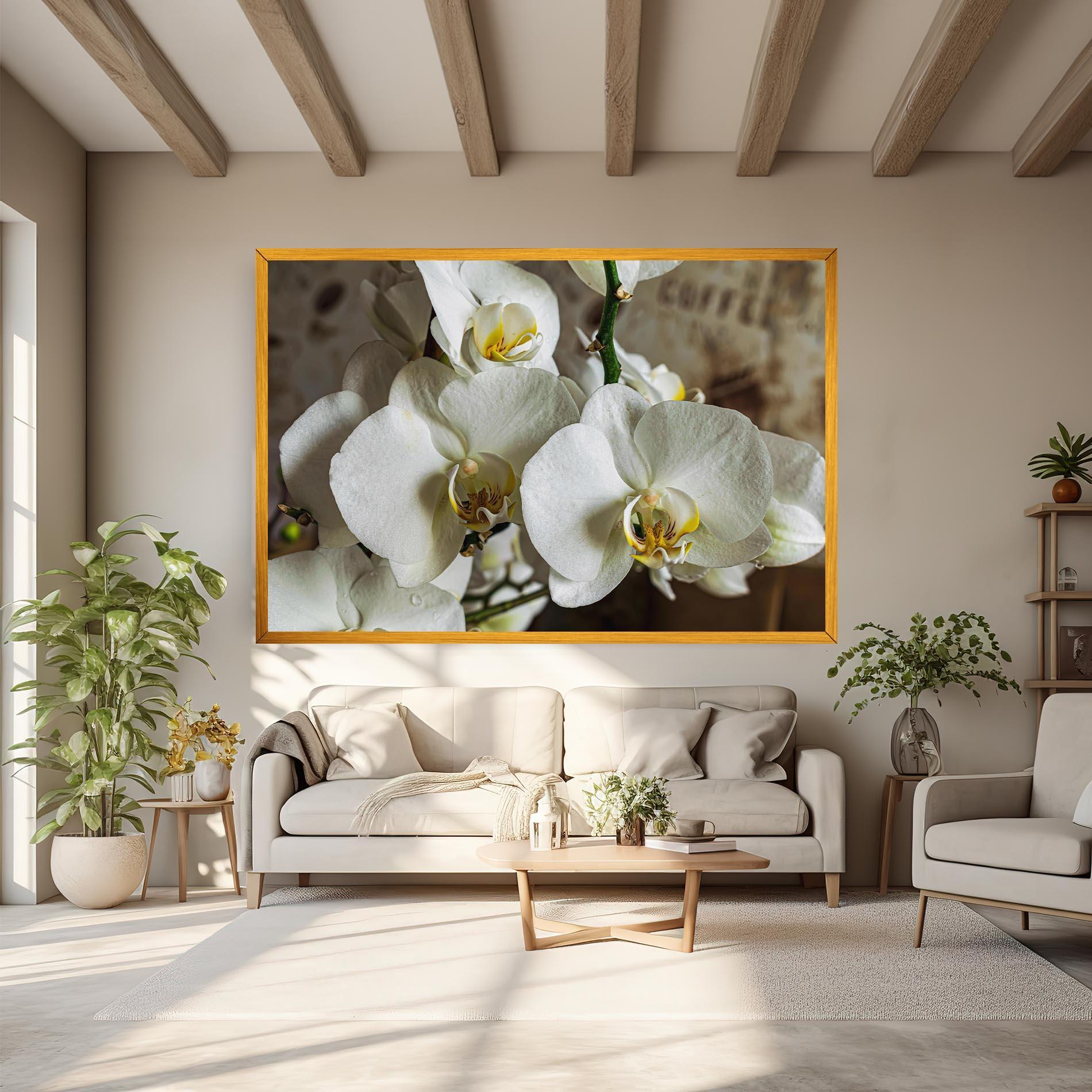 Leinwandbild Beautiful White Orchids mockup 6