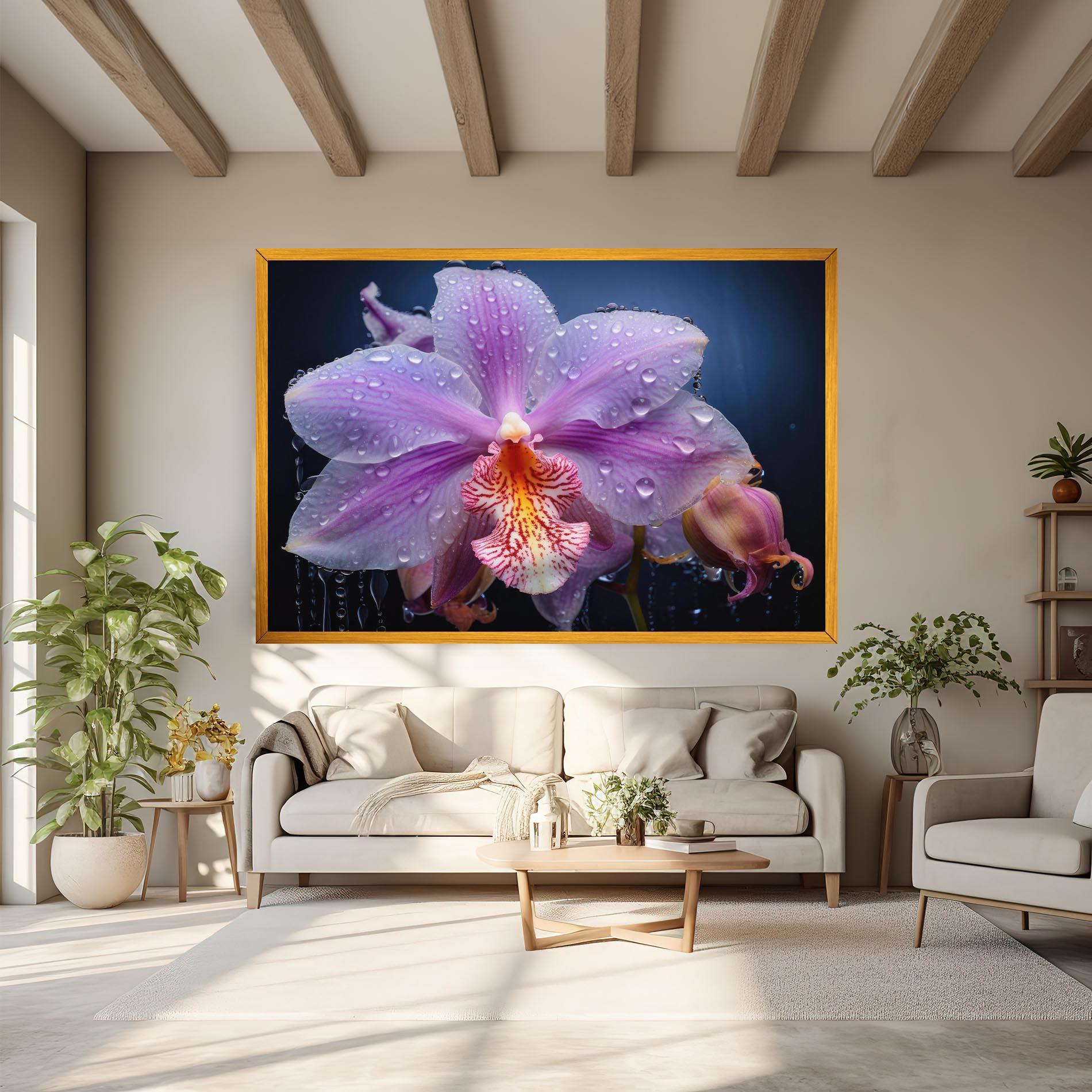 Leinwandbild Orchid In Rain mockup 6