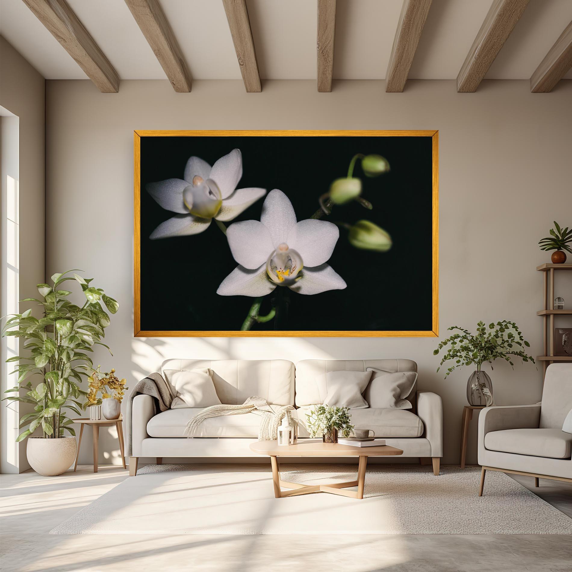 Leinwandbild Orchids On Black mockup 6