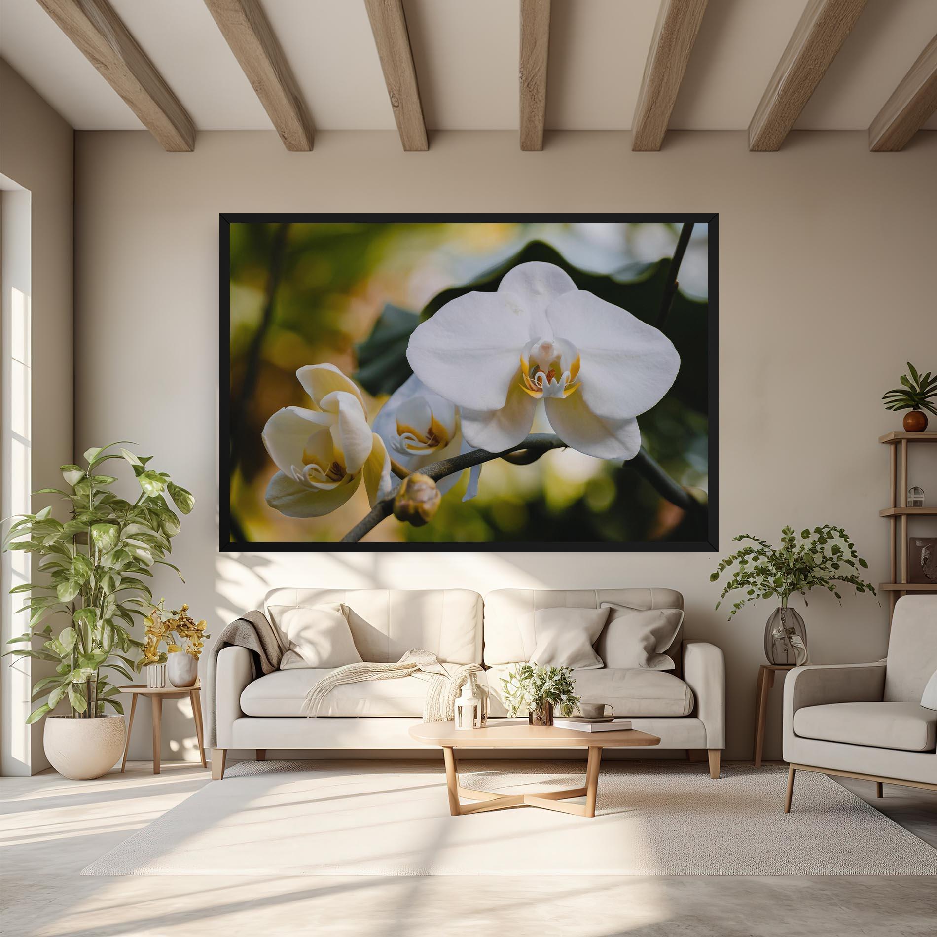 Leinwandbild Cream Orchid In Nature mockup 6