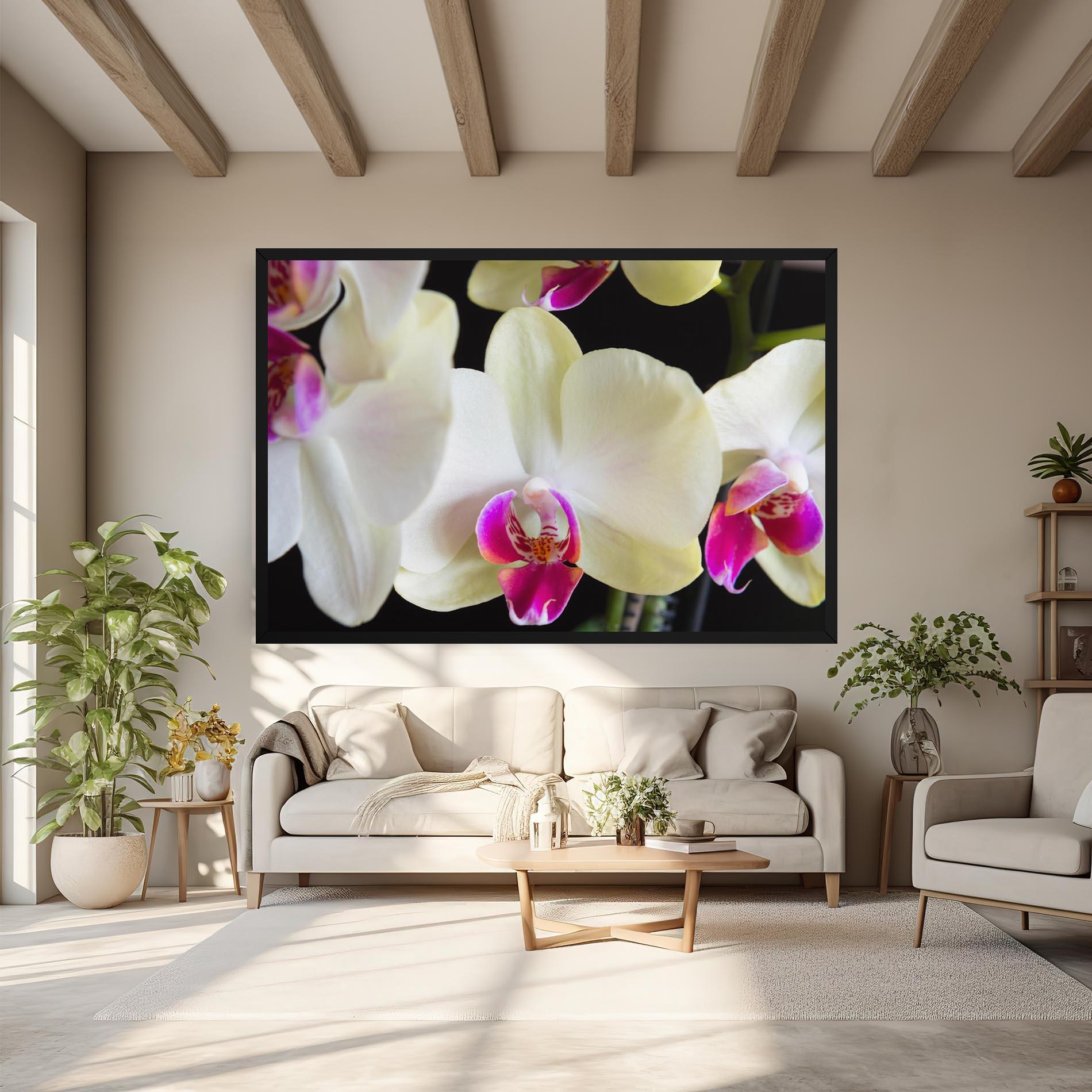 Leinwandbild Cream Purple Orchids mockup 6