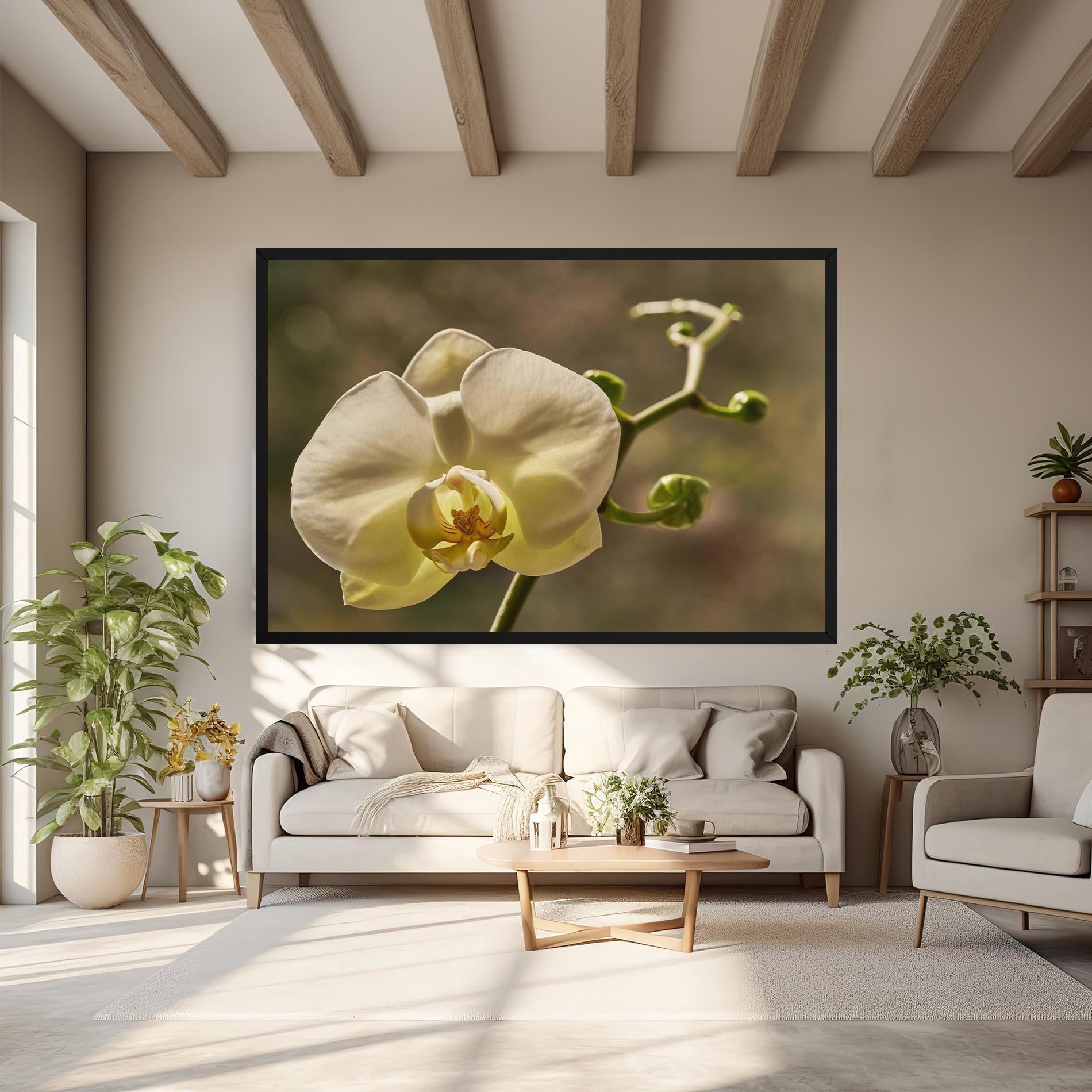 Leinwandbild Pastel Yellow Orchid In Garden mockup 6