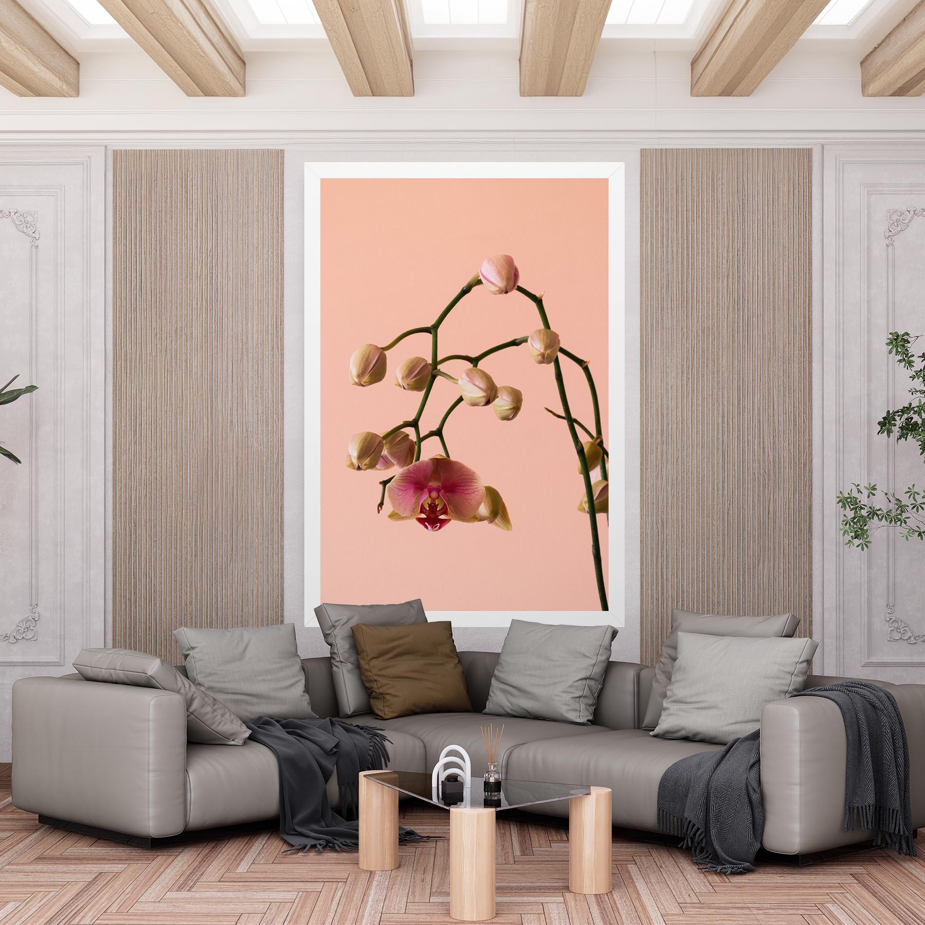 Leinwandbild Orchids On Pink mockup 6