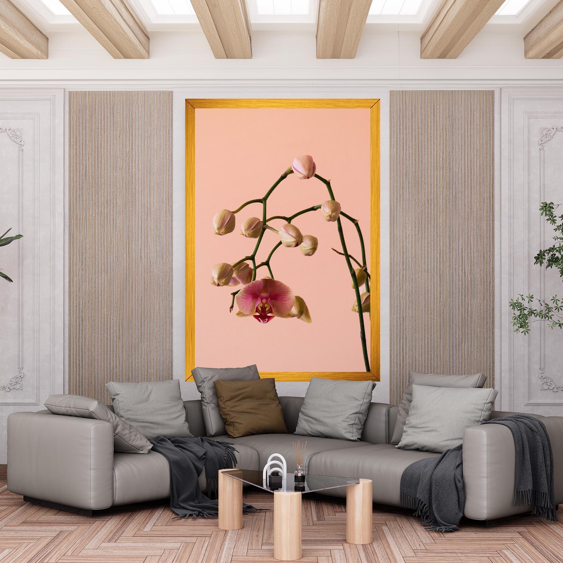 Leinwandbild Orchids On Pink mockup 6