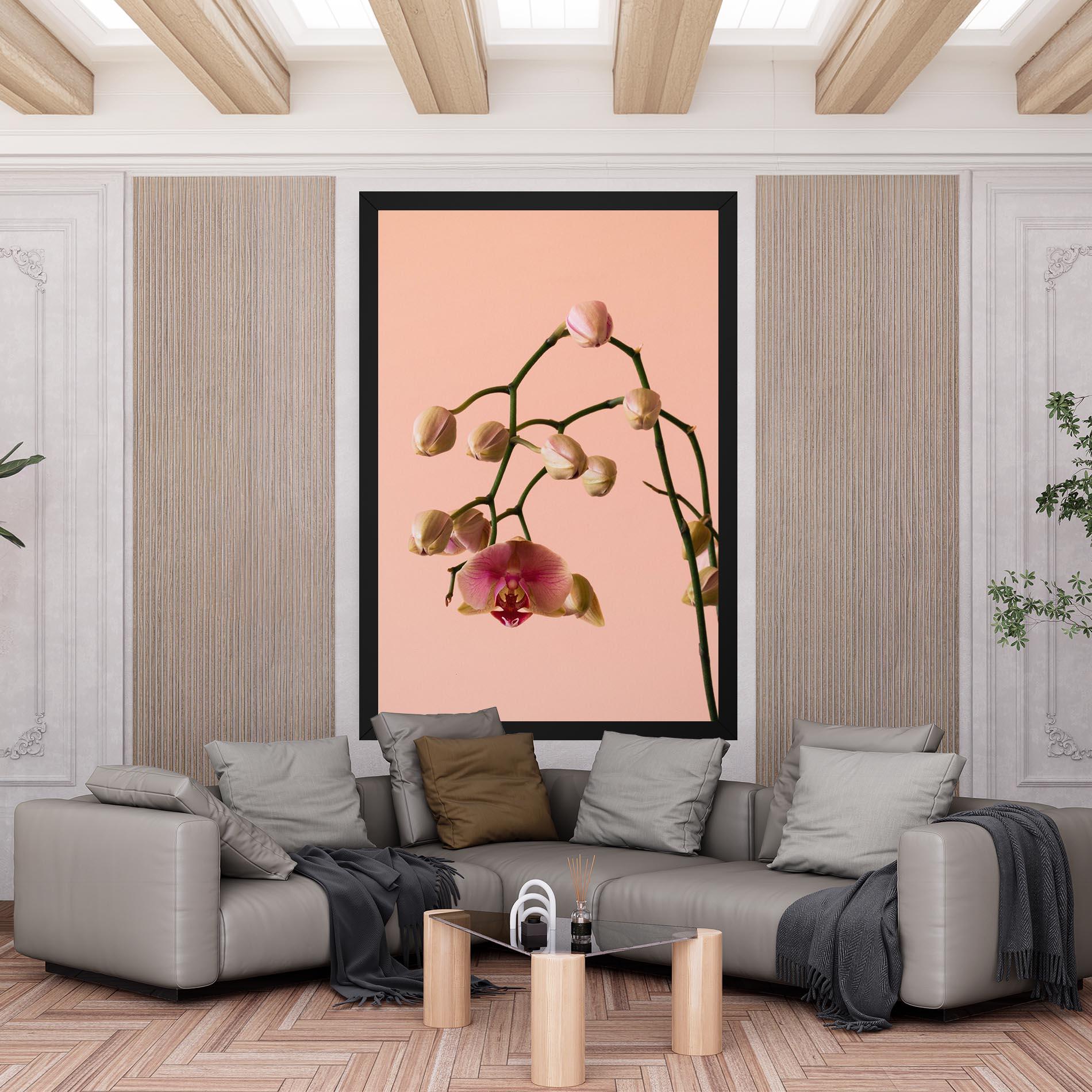 Leinwandbild Orchids On Pink mockup 6