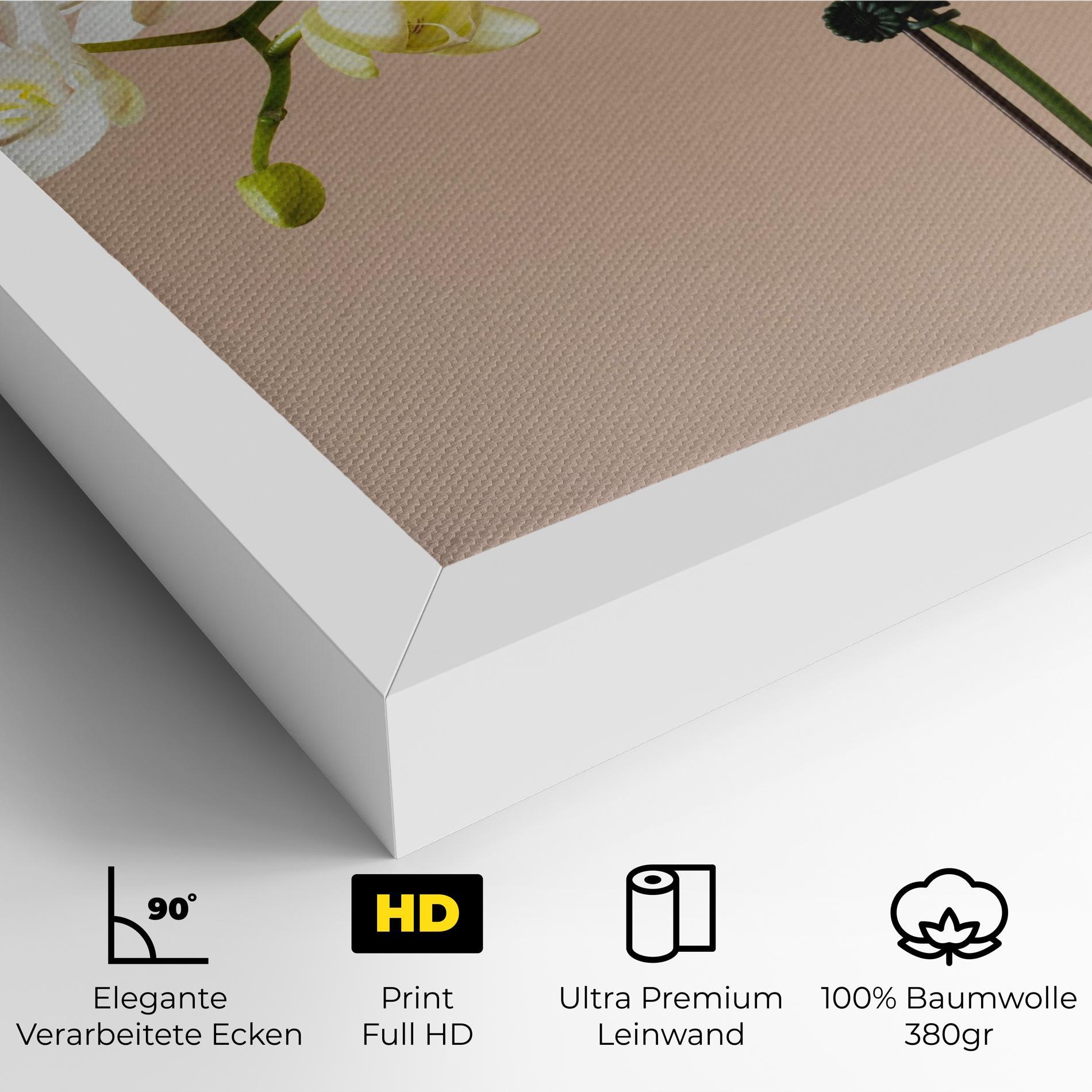 Leinwandbild Cream Orchid On Pink mockup 4