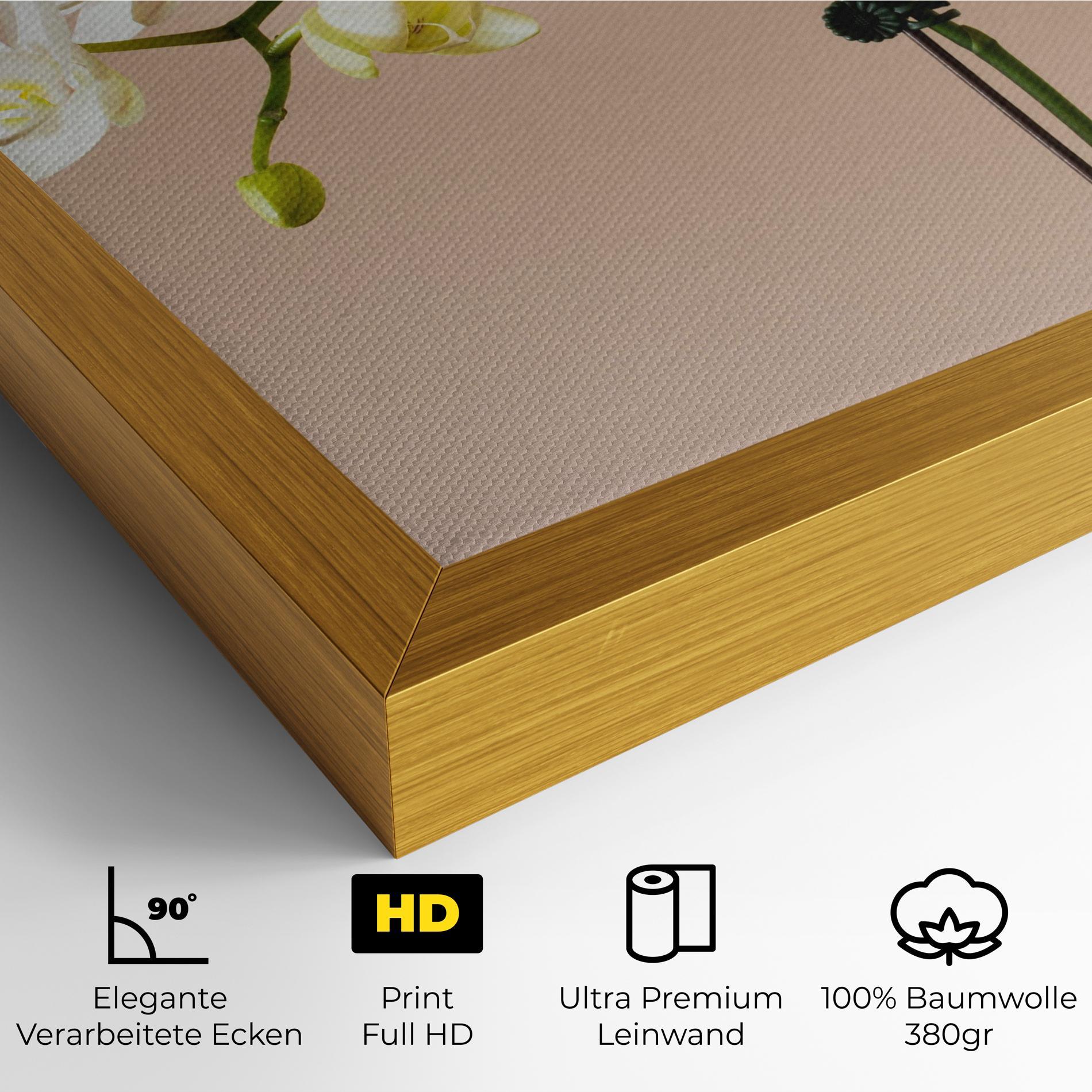 Leinwandbild Cream Orchid On Pink mockup 4