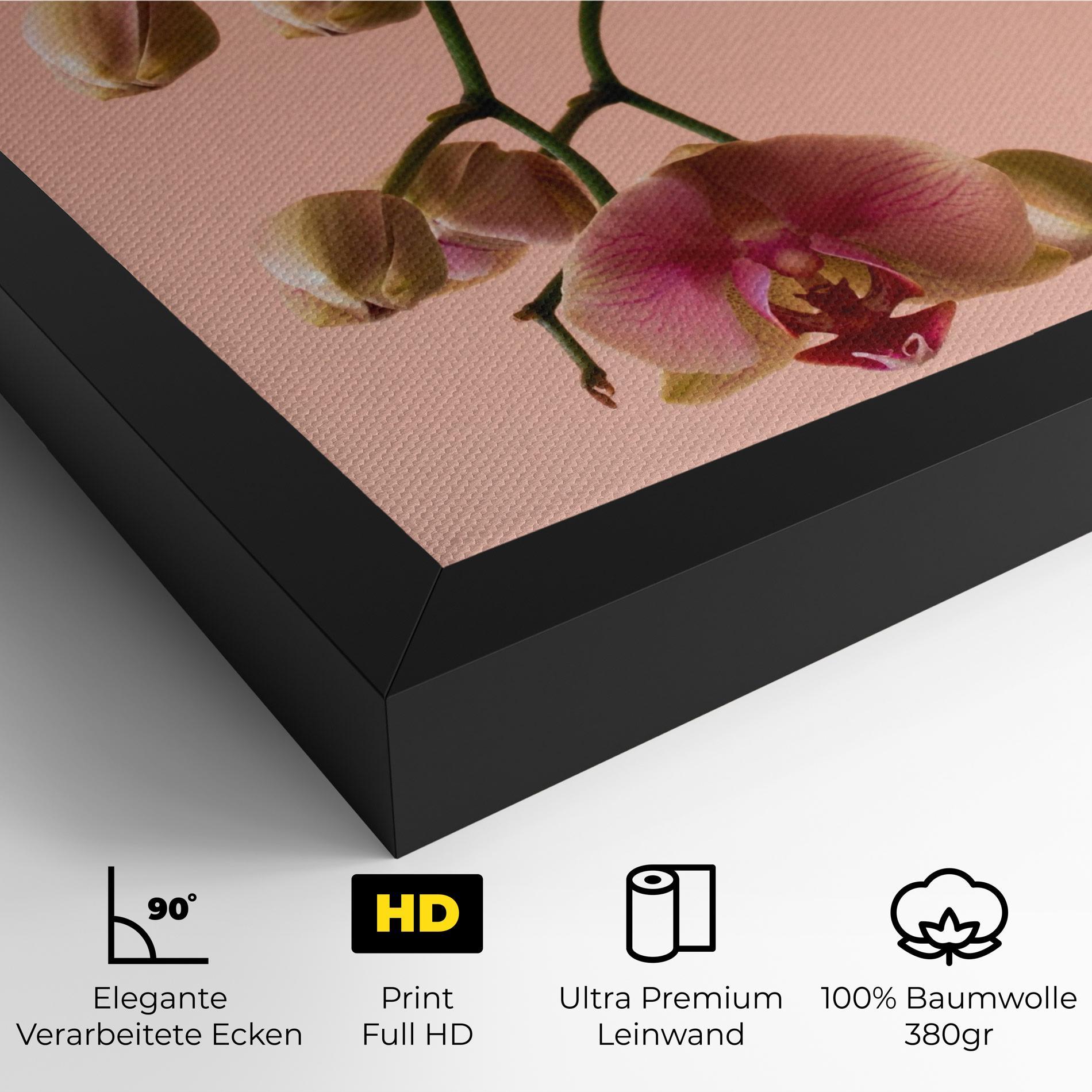 Leinwandbild Orchids On Pink mockup 4