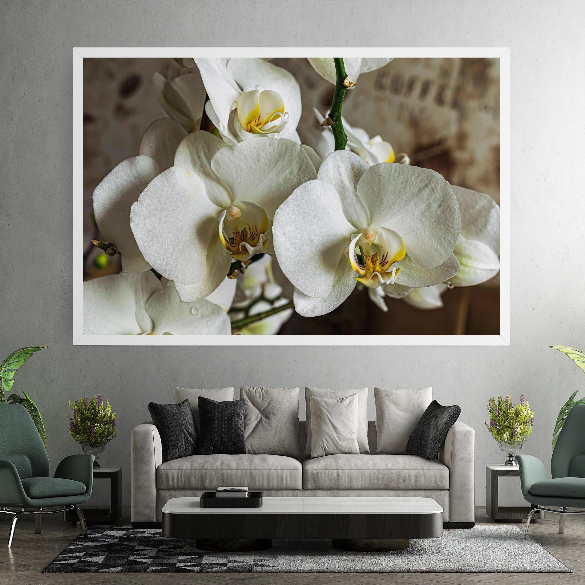 Leinwandbild Beautiful White Orchids mockup 7