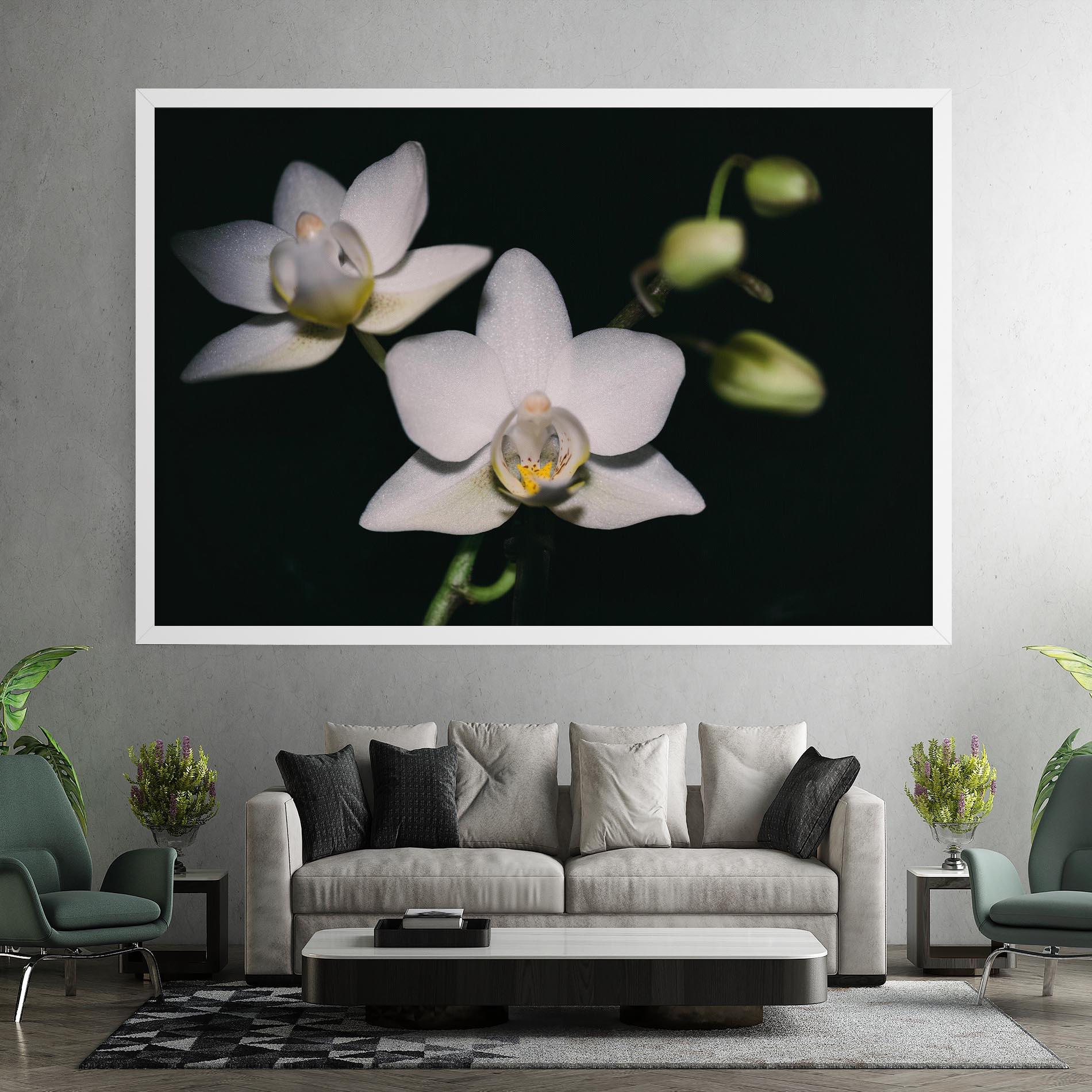 Leinwandbild Orchids On Black mockup 7