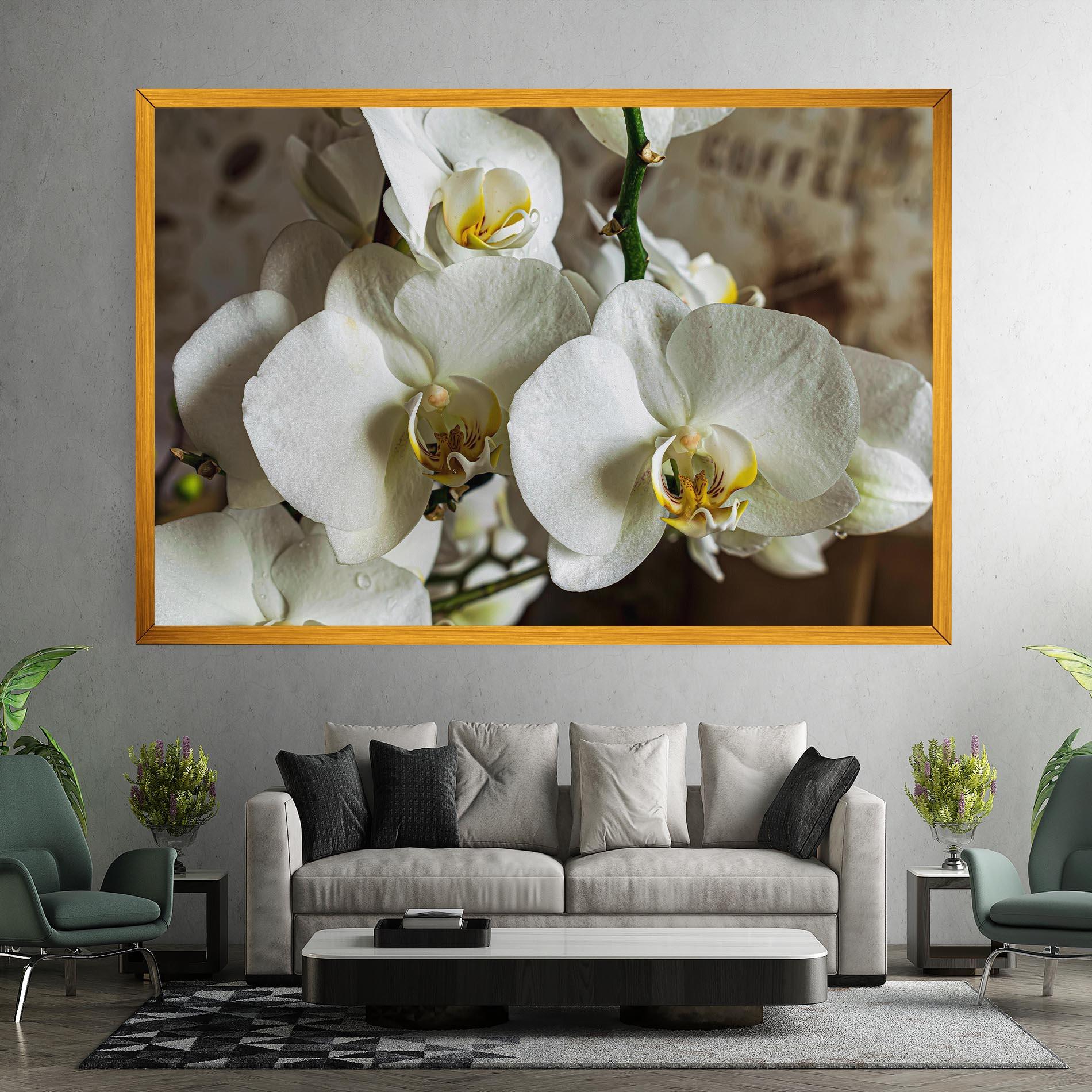 Leinwandbild Beautiful White Orchids mockup 7