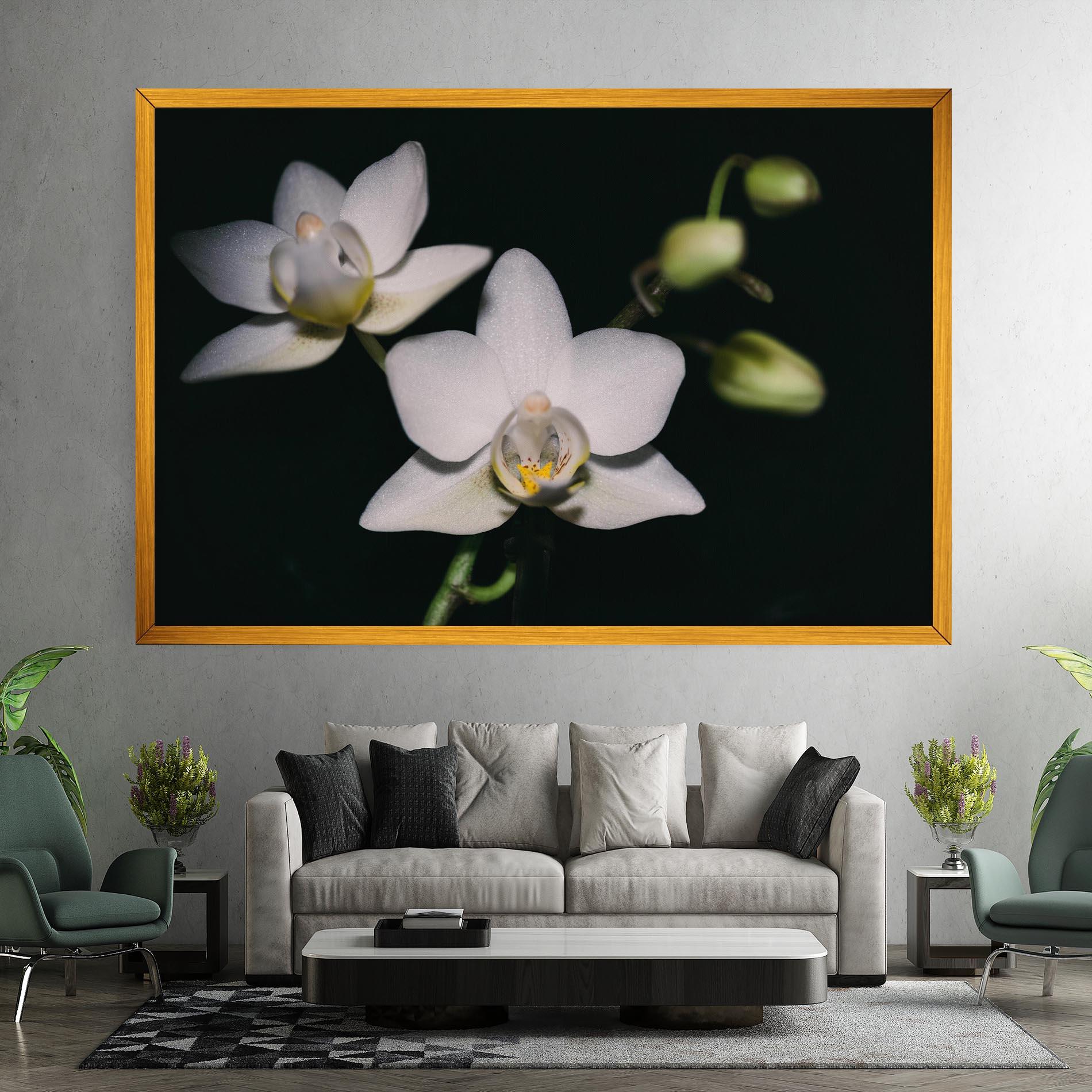 Leinwandbild Orchids On Black mockup 7