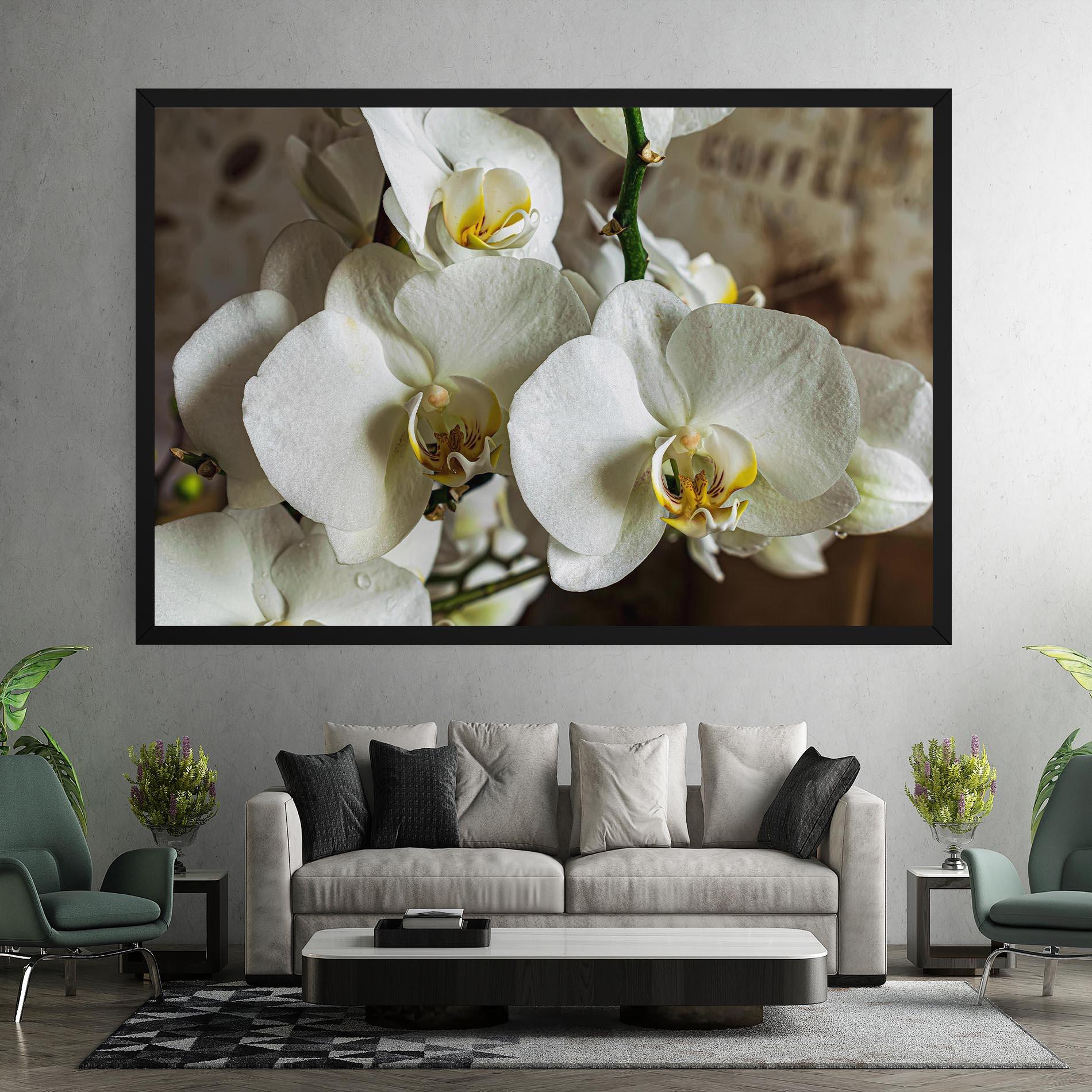 Leinwandbild Beautiful White Orchids mockup 7