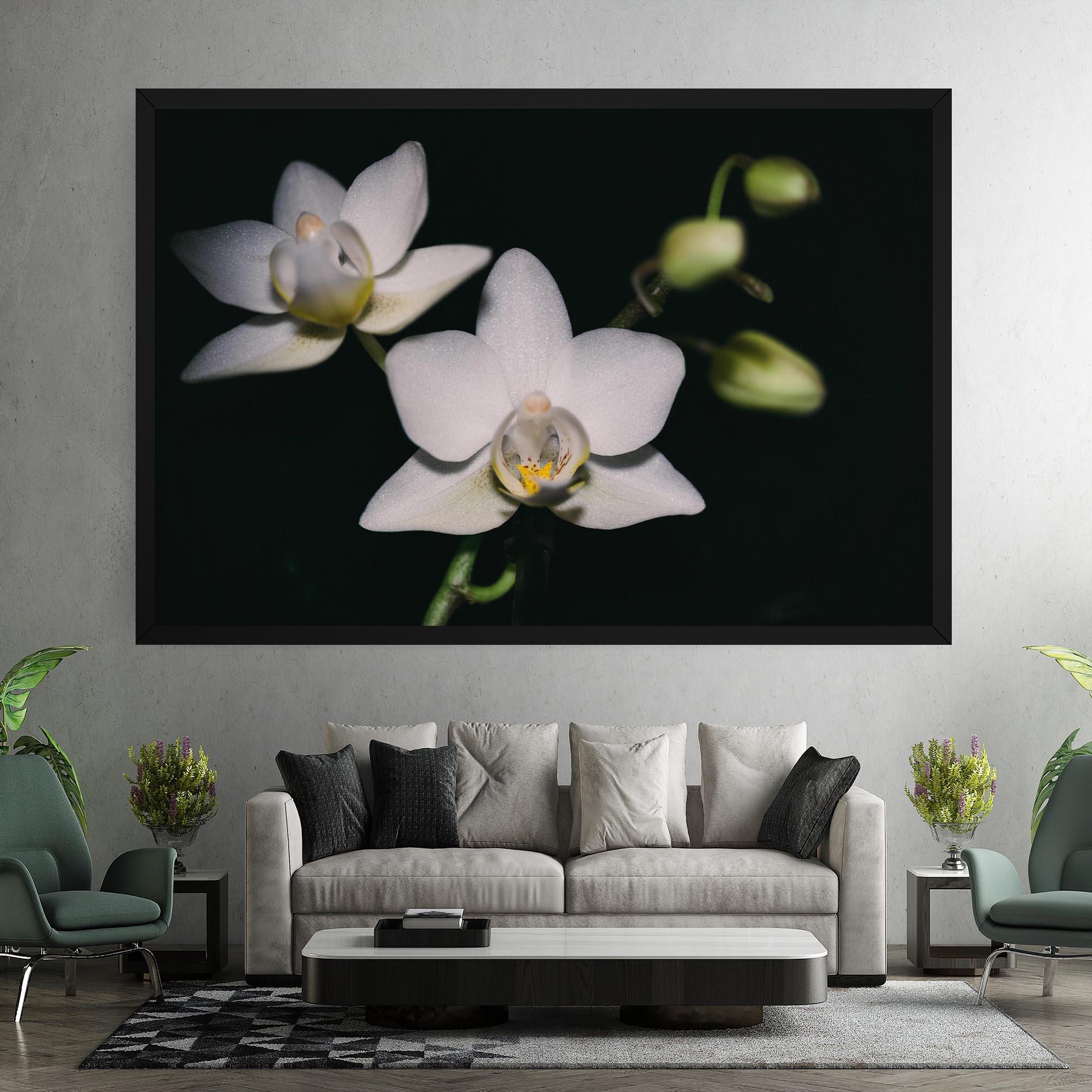 Leinwandbild Orchids On Black mockup 7